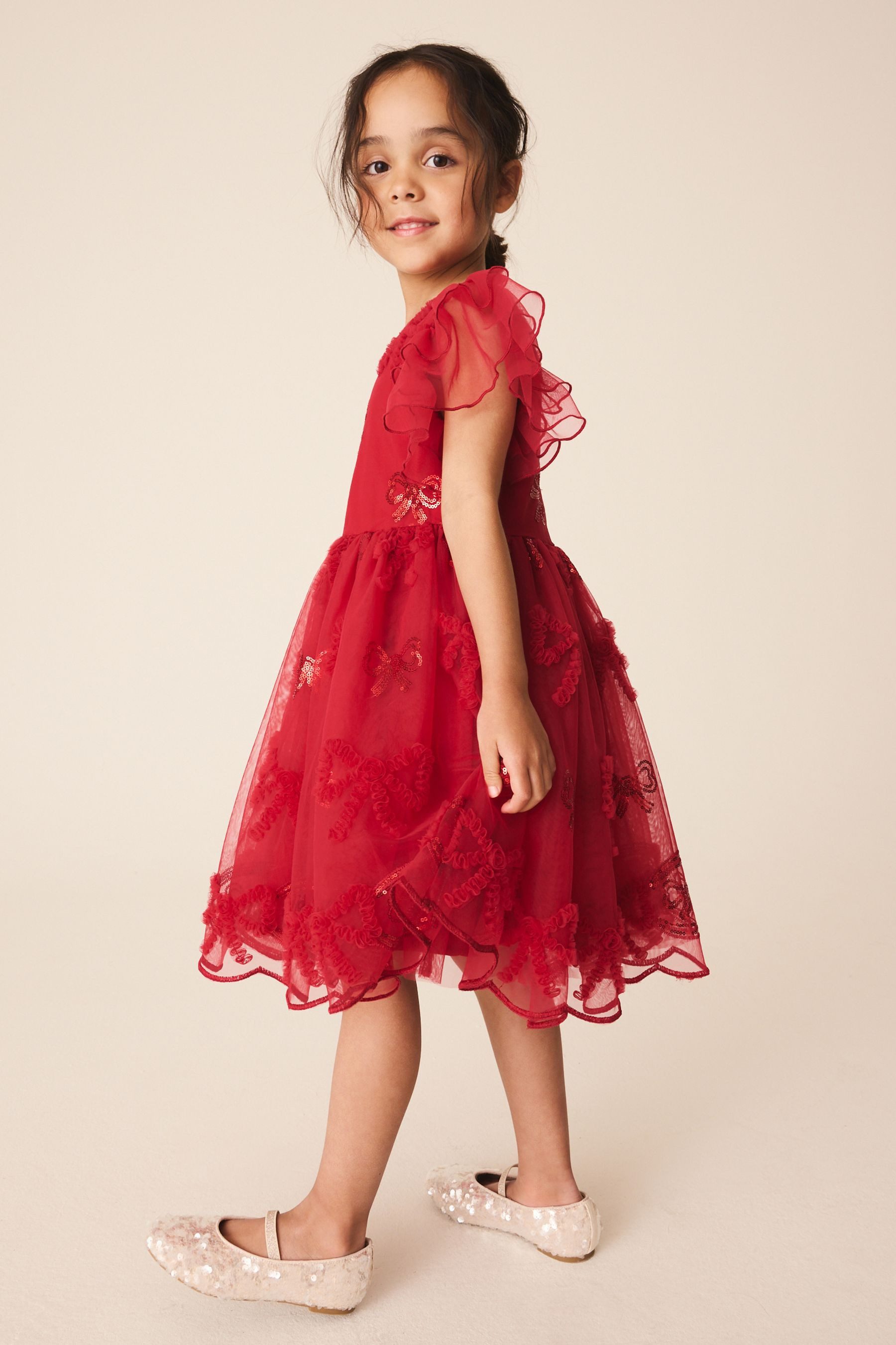 Next Partykleid Festliches Mesh-Kleid mit Schleife und Verzierung (1-tlg) – Bild 4 von 4
