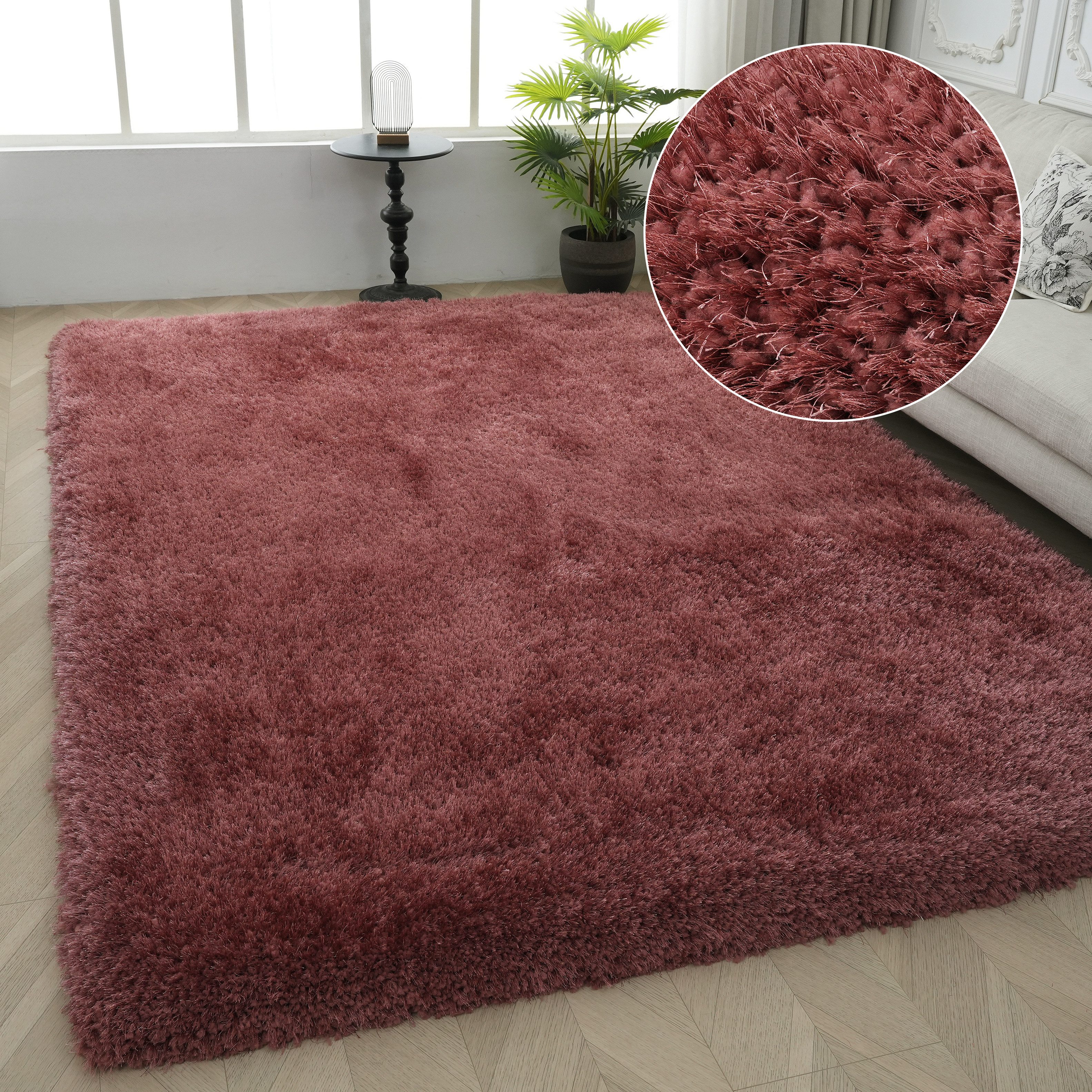 OTTO home Hochflor-Teppich Micro exclusiv Teppich, sehr hoher Flor, weich durch Mikrofaser, rechteckig, Höhe: 78 mm, sehr weich, flauschig, uni, Wohnzimmer, Schlafzimmer