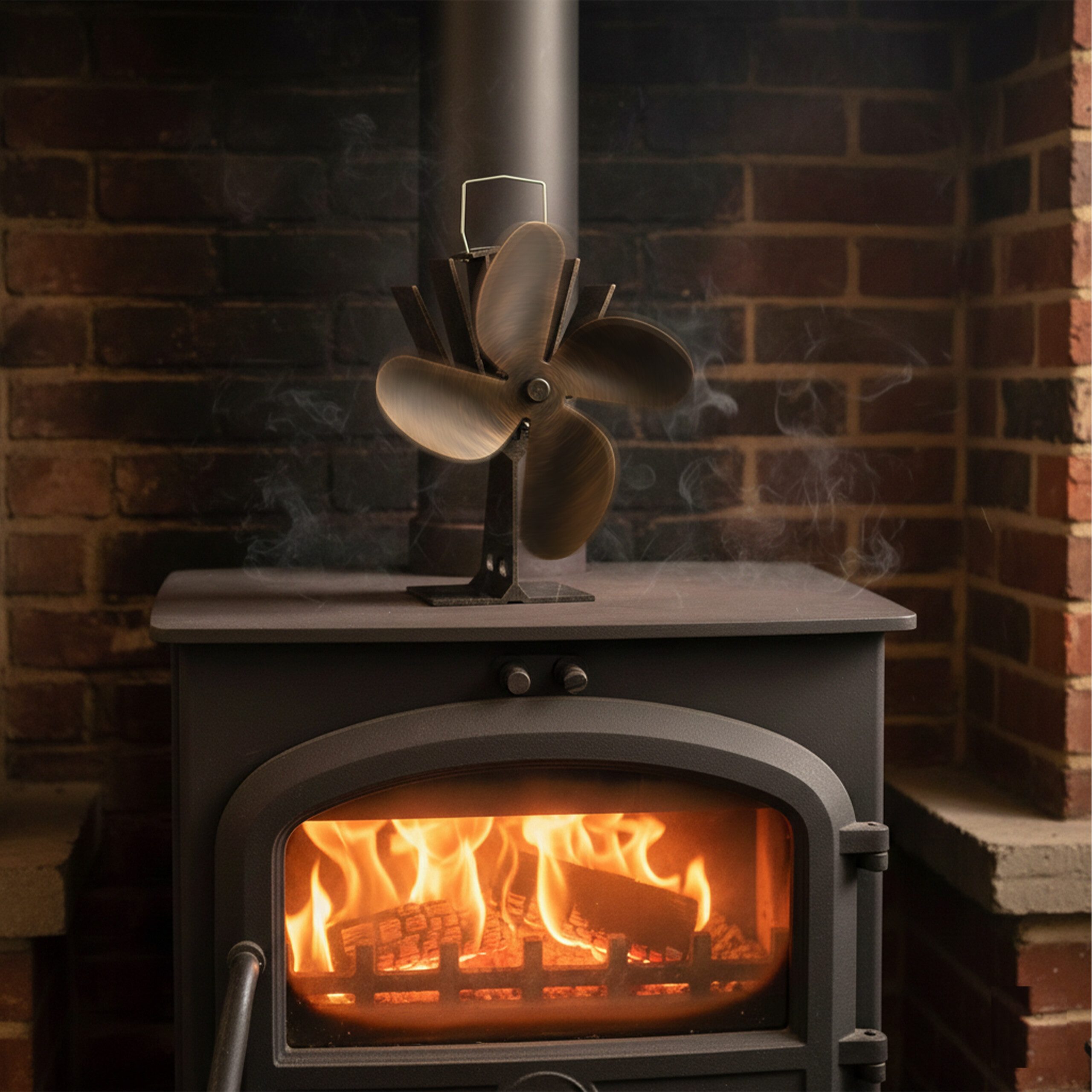 relaxdays Kaminventilator Ofenventilator ohne Strom Vintage