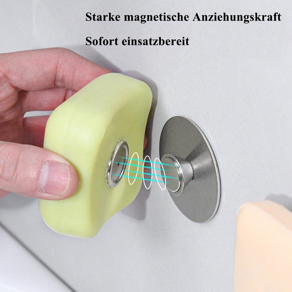 NUODWELL Seifenschale Seifenhalter Magnet, 2 mit Ohne Magnet 2-St. Stück Bohren, Seifenhalter