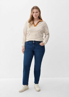 TRIANGLE Stoffhose Jeans / Slim Fit / Mid Rise / Slim Leg / doppelter Bund Waschung, Stickerei