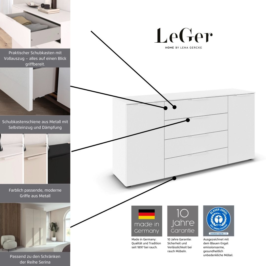 LeGer Home by Lena Gercke Kommode Kommode Sideboard Schubladenkommode SERINA eleganter Eyecatcher (inkl. SOFT-CLOSE-FUNKTION), mit 4 Schubkästen und 2 Türen sowie Metallgriffen MADE IN GERMANY