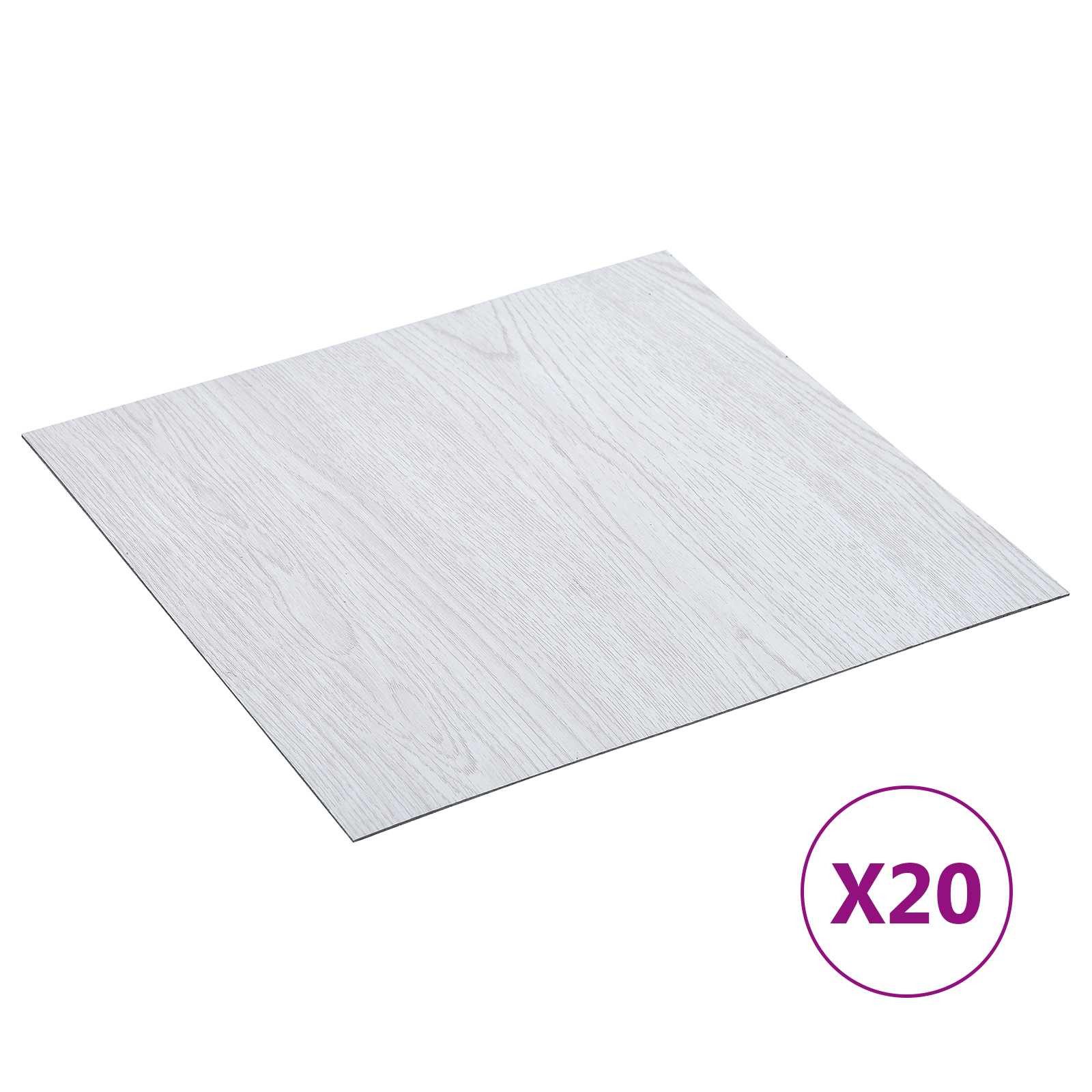 vidaXL Teppichboden Selbstklebende Bodenplanken Weiß 30,5 x 30,5 cm 20 Stk. PVC, Quadratisch, Höhe: 0.15 mm