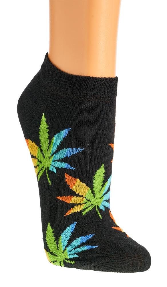 FussFreunde Sneakersocken 2 Paar witzige Fun Sneakersocken Spaß mit Socken lustige Geschenkidee Hanf