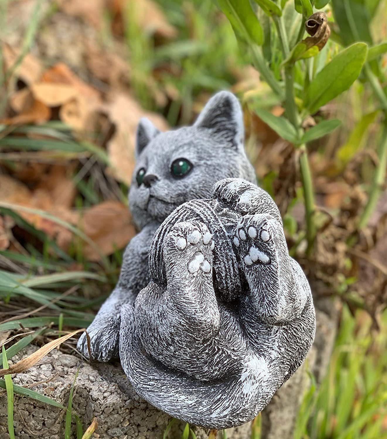 Stone Elfie Steinfigur Style Katze and Gartenfigur