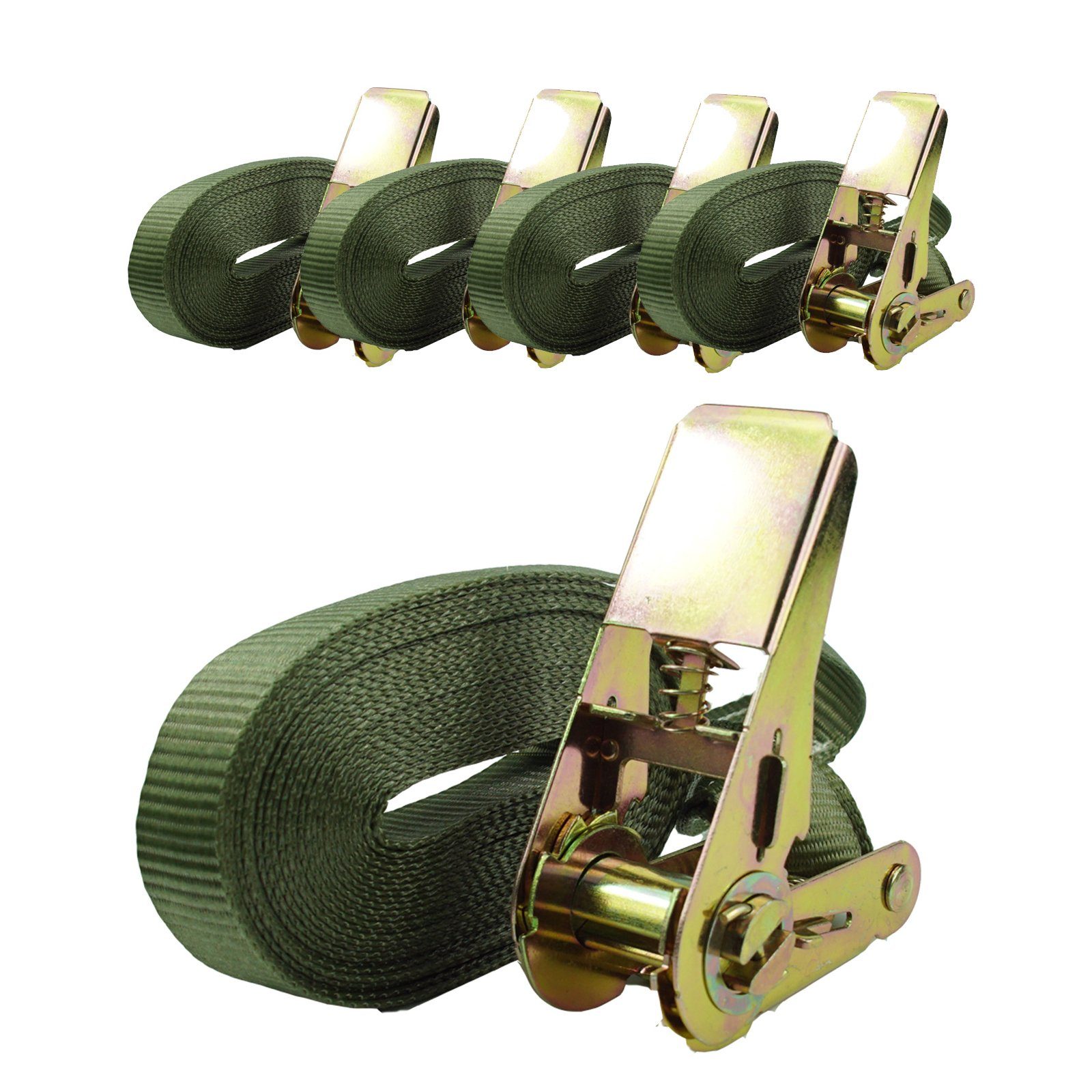 TRUTZHOLM Spanngurt 5x Profi Ratschen Zurrgurt 1-tlg 6m 0,8t 0,8to 800 kg TÜV/GS OLIV (Set, 1-St) mit TÜV/GS