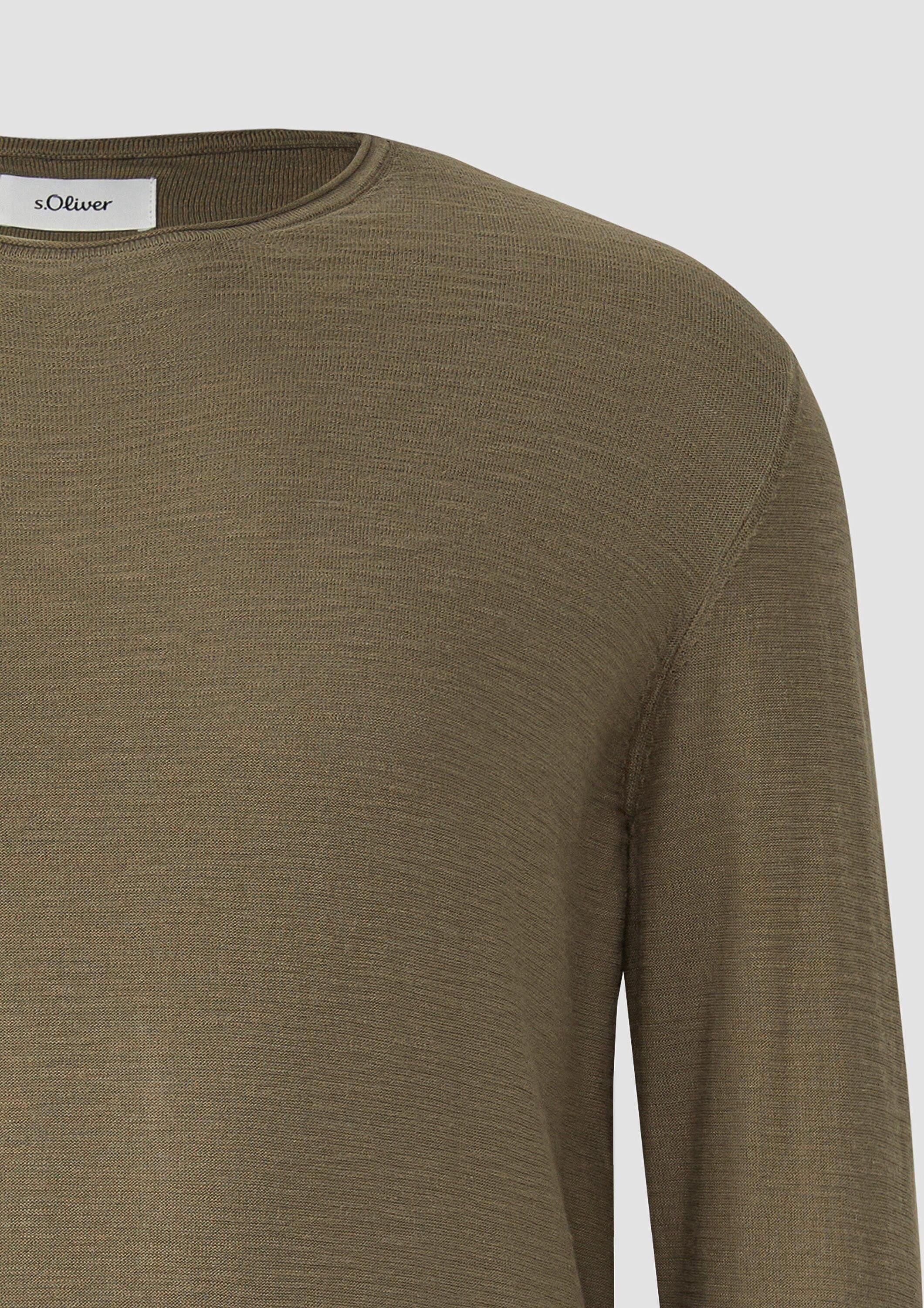 s.Oliver Longpullover Strickpullover Strickpullover mit Flammgarnstruktur und Rollkante