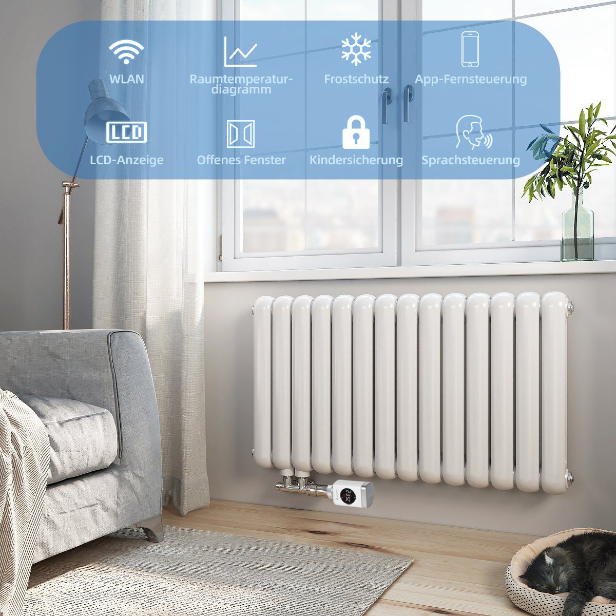 Salcar Heizkörperthermostat Heizkörperthermostat TRV801W Thermostat Heizung Smart LCD WiFi, Thermostat kompatibel mit Amazon Alexa & Google Assistant – Bild 3 von 5