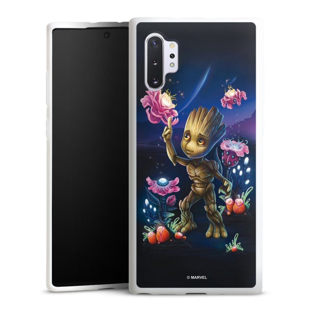 DeinDesign Handyhülle Guardians Of The Galaxy Baby Groot Marvel Baby Groot Flowers, Samsung Galaxy Note 10 Plus Silikon Hülle Bumper Case Smartphone Cover