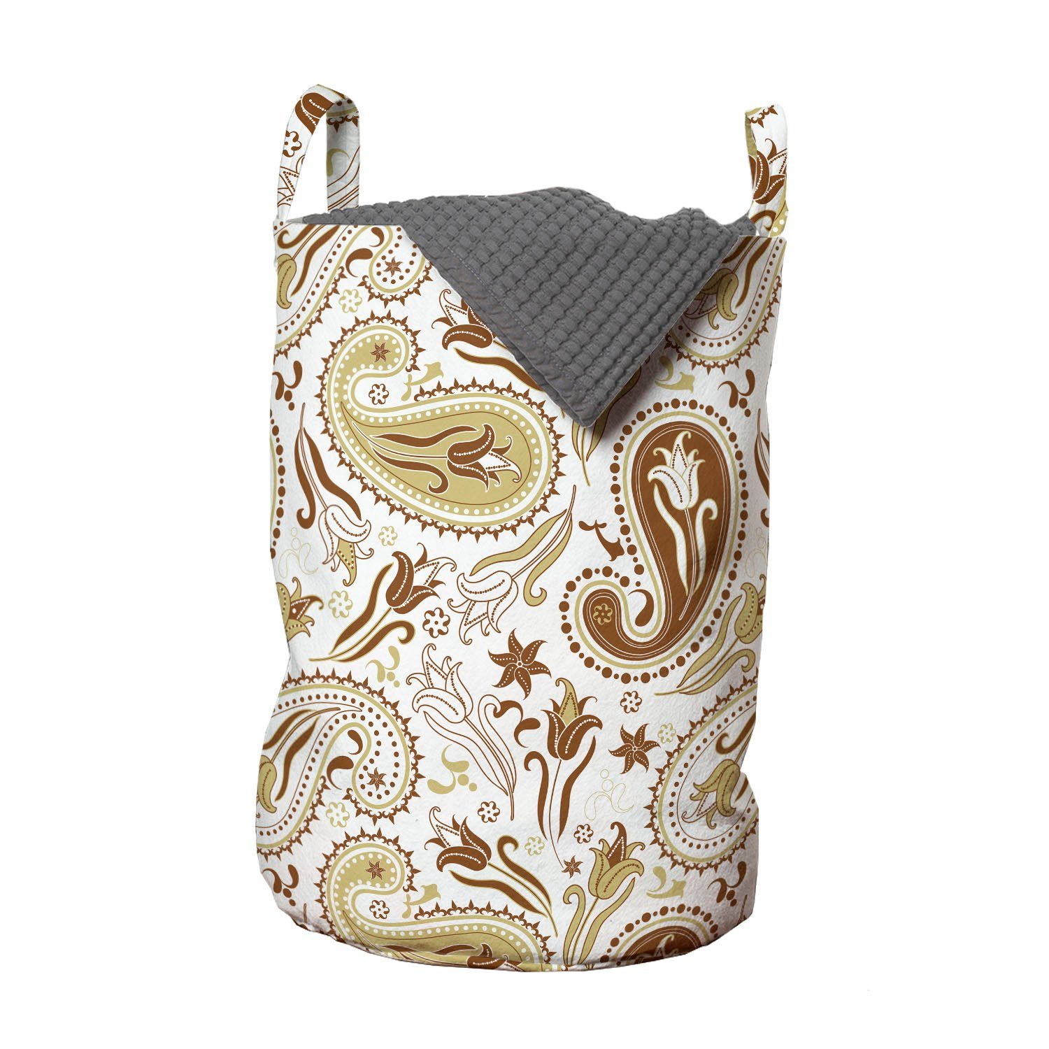 Abakuhaus Wäschesäckchen Wäschekorb mit Griffen Kordelzugverschluss für Waschsalons, persisch Floral Paisley Tulpen | Wäschesäcke