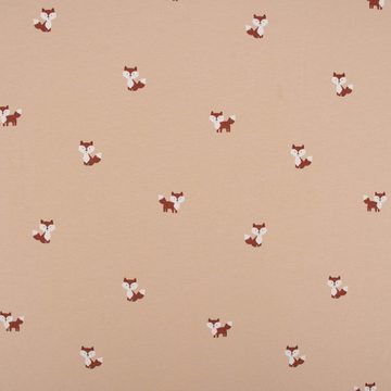 SCHÖNER LEBEN. Stoff Baumwolljersey Jersey Füchse beige weiß rotbraun 1,50m Breite, allergikergeeignet