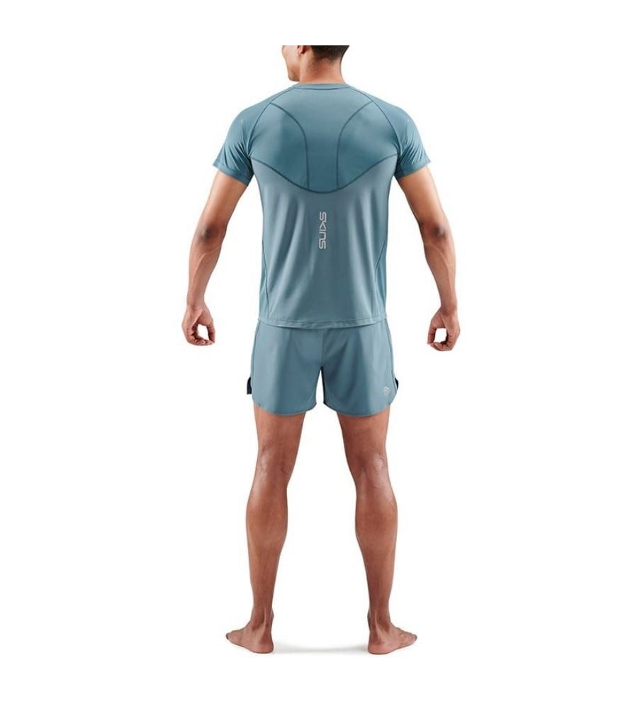 Skins T-Shirt 3-Series (100% Polyester, Mesh-Einsätze) blau/grau Herren
