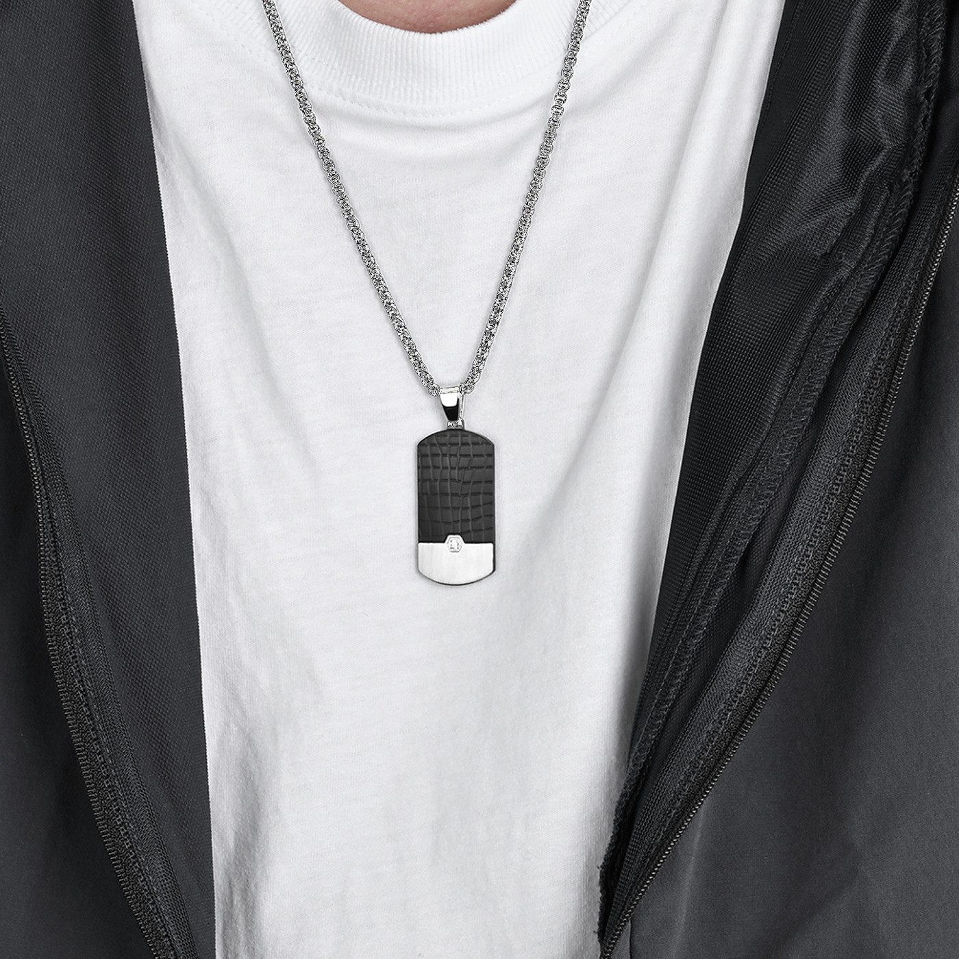 KARMA Kette mit Anhänger Herren Halskette Edelstahl Schwarz Silber Kette mi günstig online kaufen