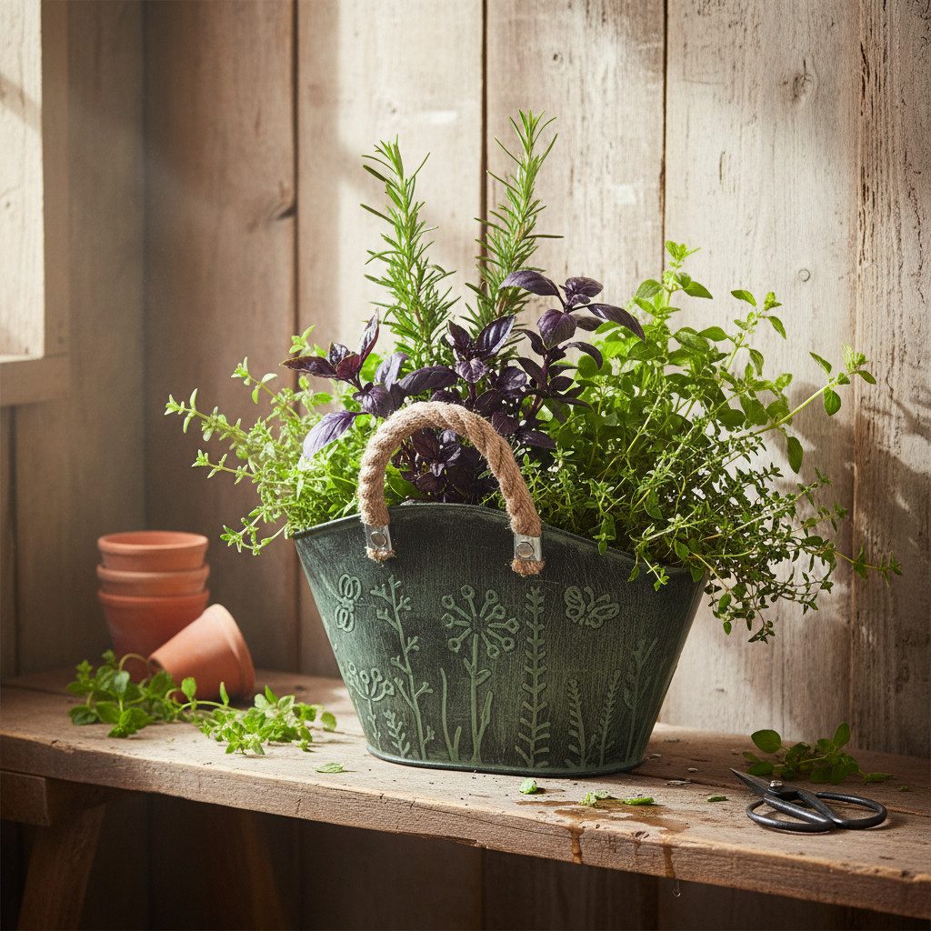 Florists Products Übertopf Dekorativer Pflanztopf im Vintage-Einkaufstaschen-Design mit