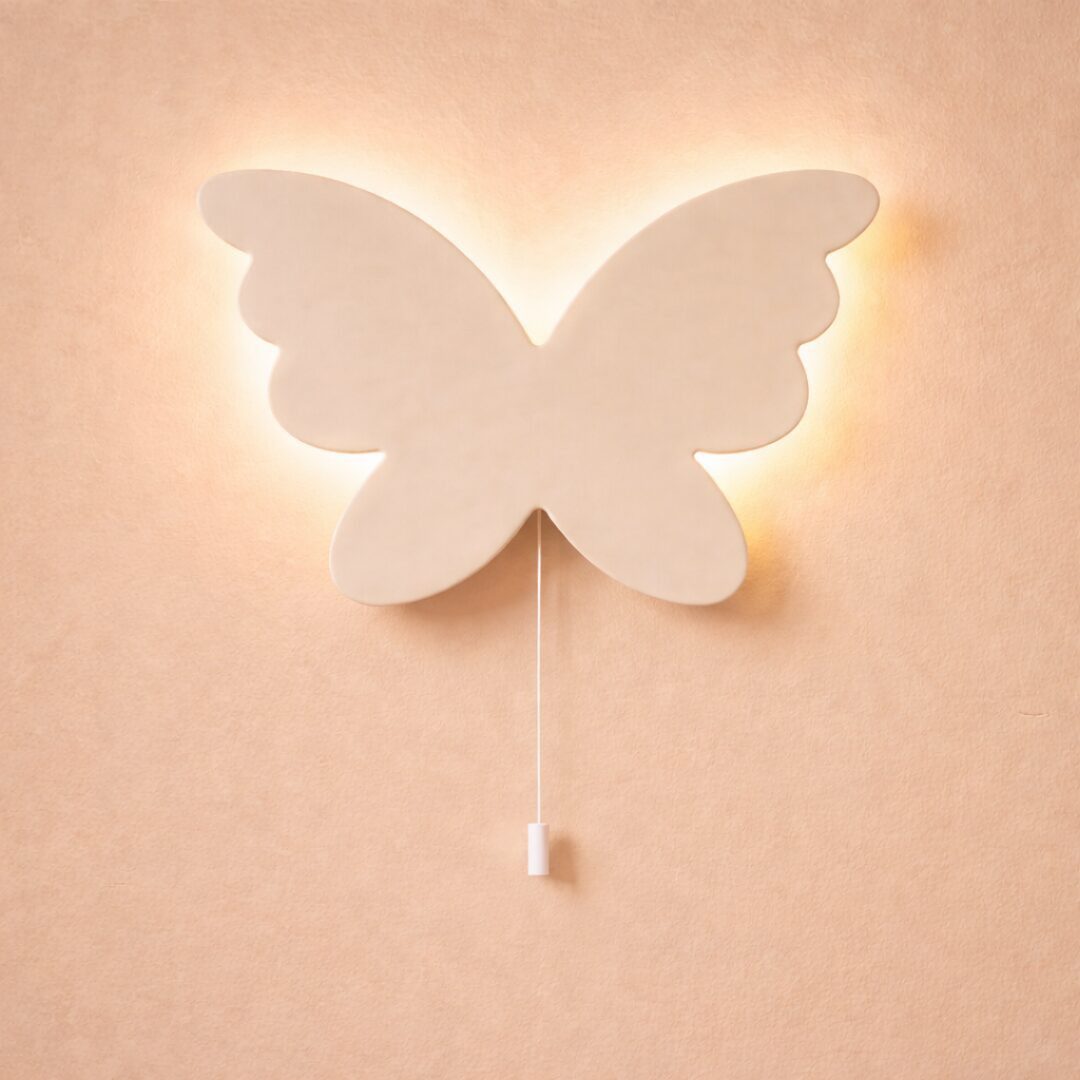 COZYCOLLECTIONS LED Wandleuchte LED-Wandnachtlicht Beige Schmetterling Silhouette 36 cm, LED, Warmweiß, Montessori-inspiriertes Schmetterlingslicht in 10 Farben