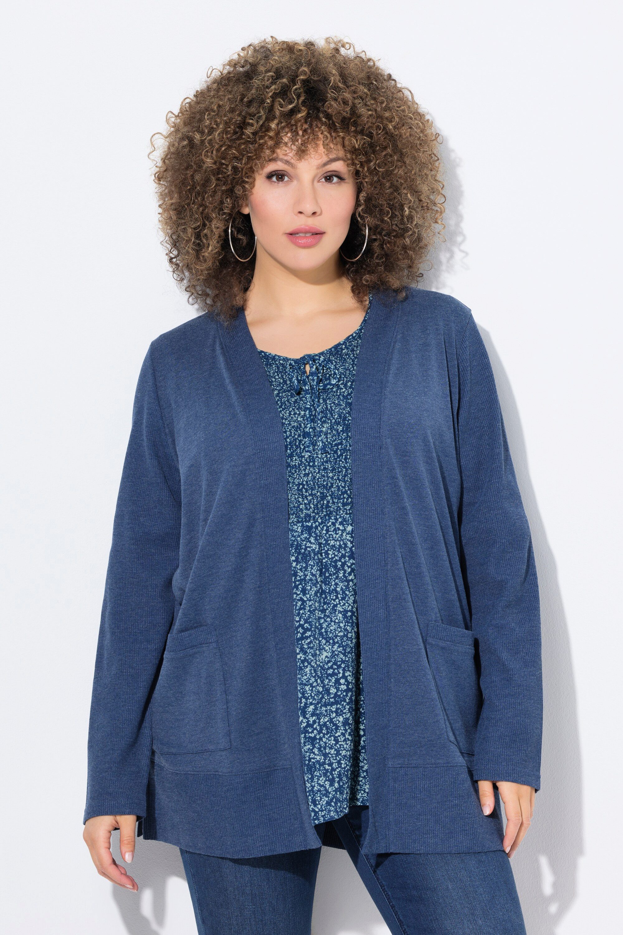 Ulla Popken Sweatjacke Sweatjacke Waffelstruktur offene günstig online kaufen