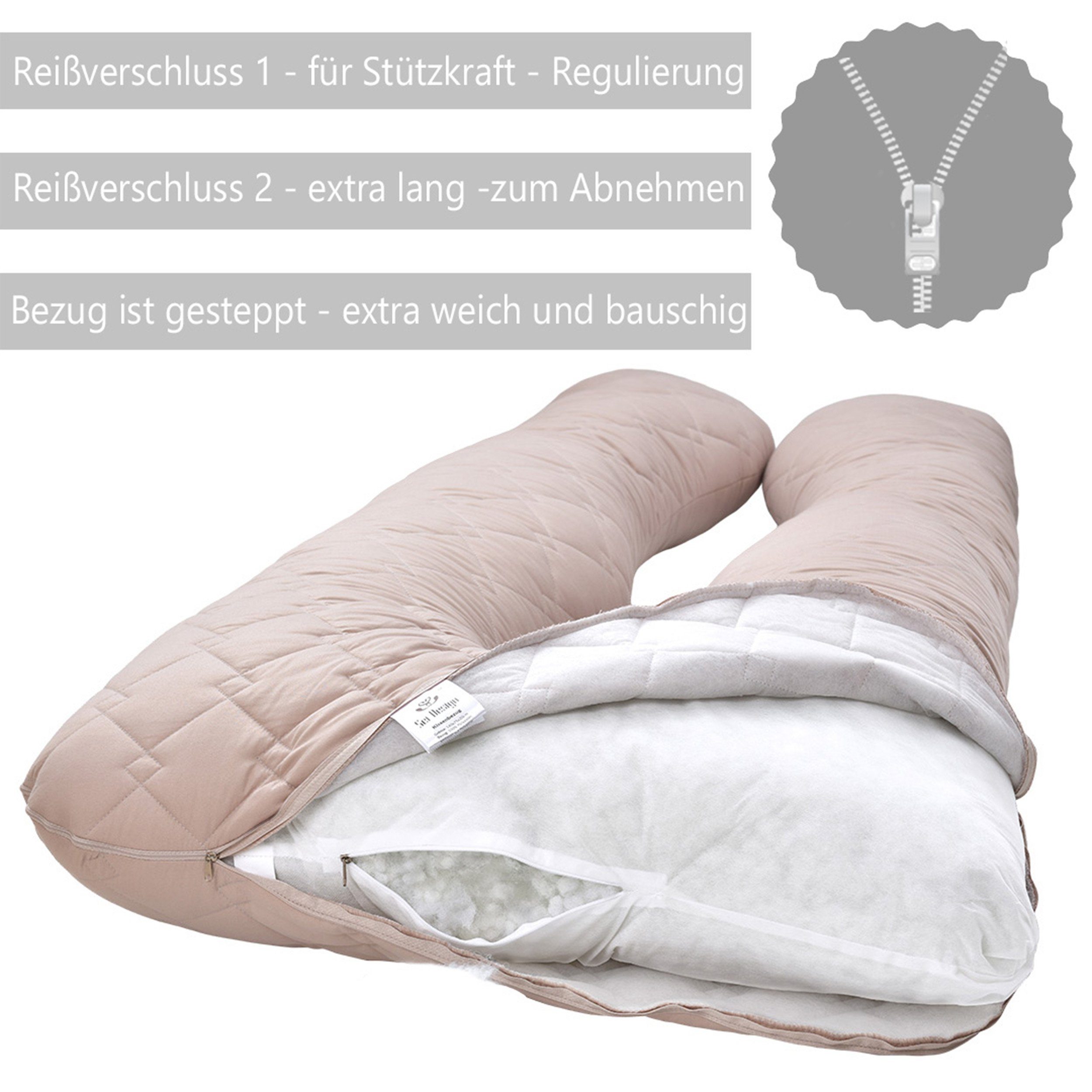 SEI Bodypillow beige - Stillkissen Körperkissen, gesteppt, Schwangerschaftskissen Seitenschläferkissen 1-tlg., Design