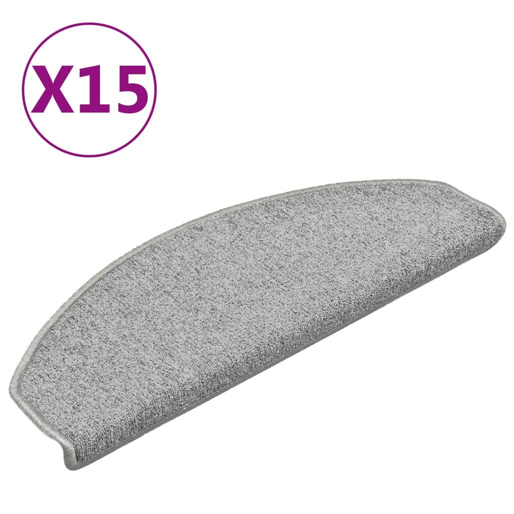 vidaXL Stufenmatte Treppenmatten 15 Stk. Hellgrau günstig online kaufen