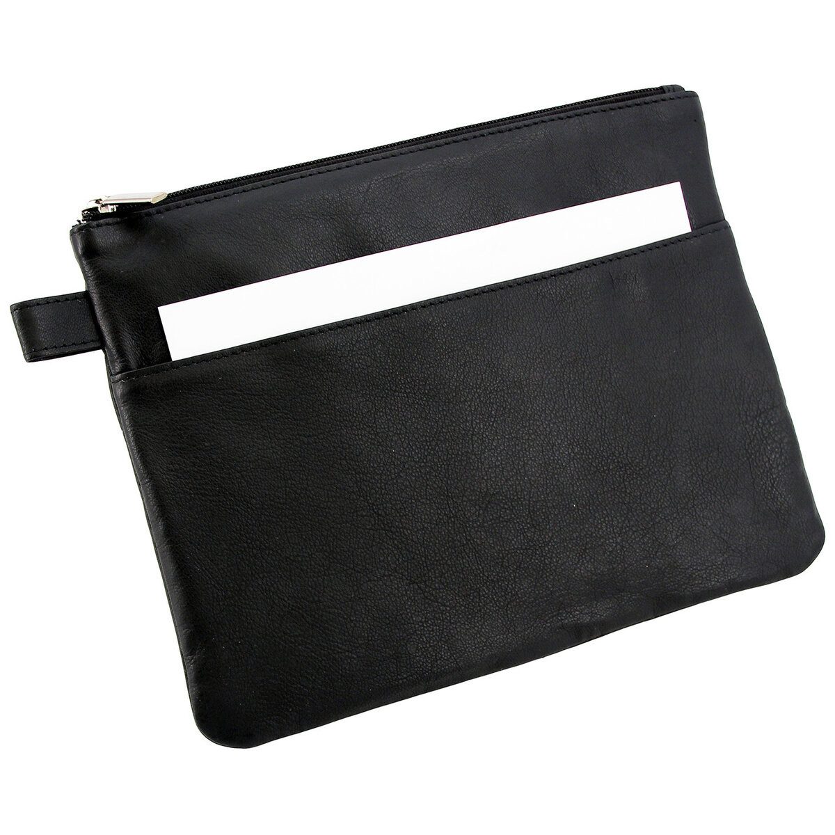 Alassio® Prospekthülle Mehrwegbeutel - 25 x 19 cm Echt Leder Vortasche schwarz.