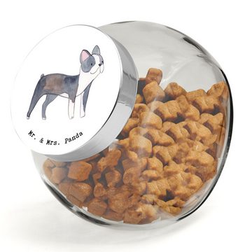 Mr. & Mrs. Panda Vorratsglas XL 2000ml Boston Terrier Moment - Weiß - Geschenk, Tierfreund, Lecker, Premium Glas, (1-tlg), Stilvolles Design