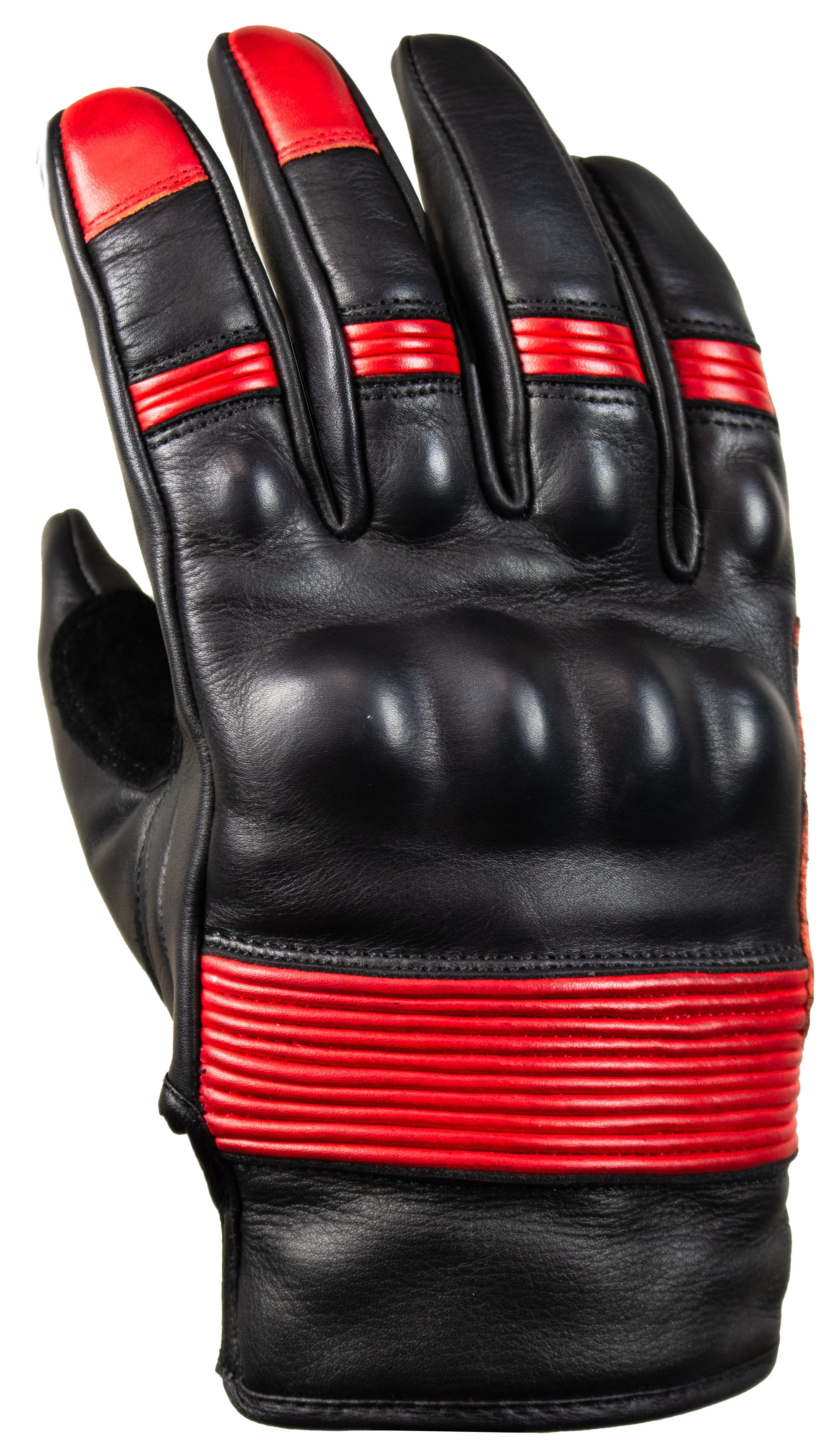 MDM Motorradhandschuhe Retro Motorradhandschuhe Leder mit Knöchelschutz, Touchfunktion Perforierte Ledereinsätze für bessere Luftzirkulation