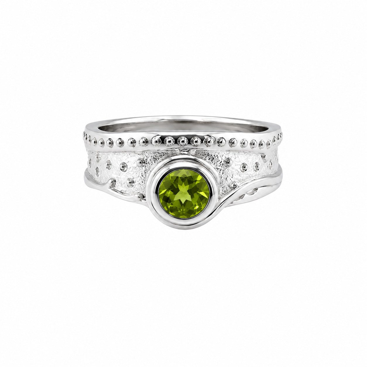 Sogni d'oro Fingerring "Grüne Mitte" mit Peridot und Zirkon, Silber 925