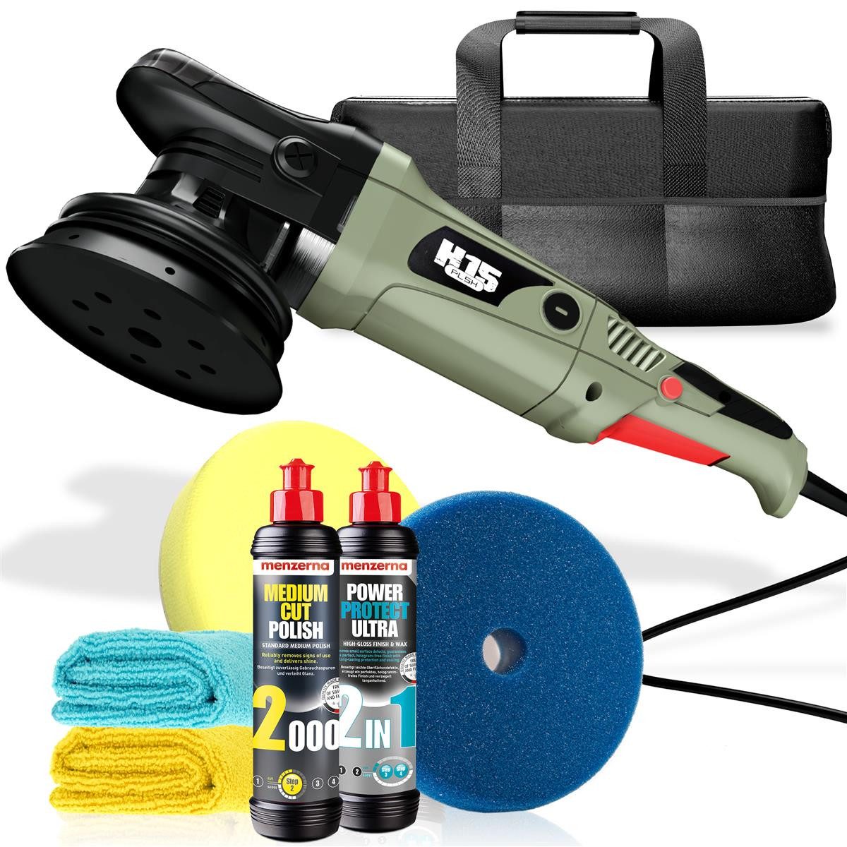 autopflege Exzenter Poliermaschine H15 Poliermaschinen Sets, Inkl. Mikrofasertücher und Polierpads