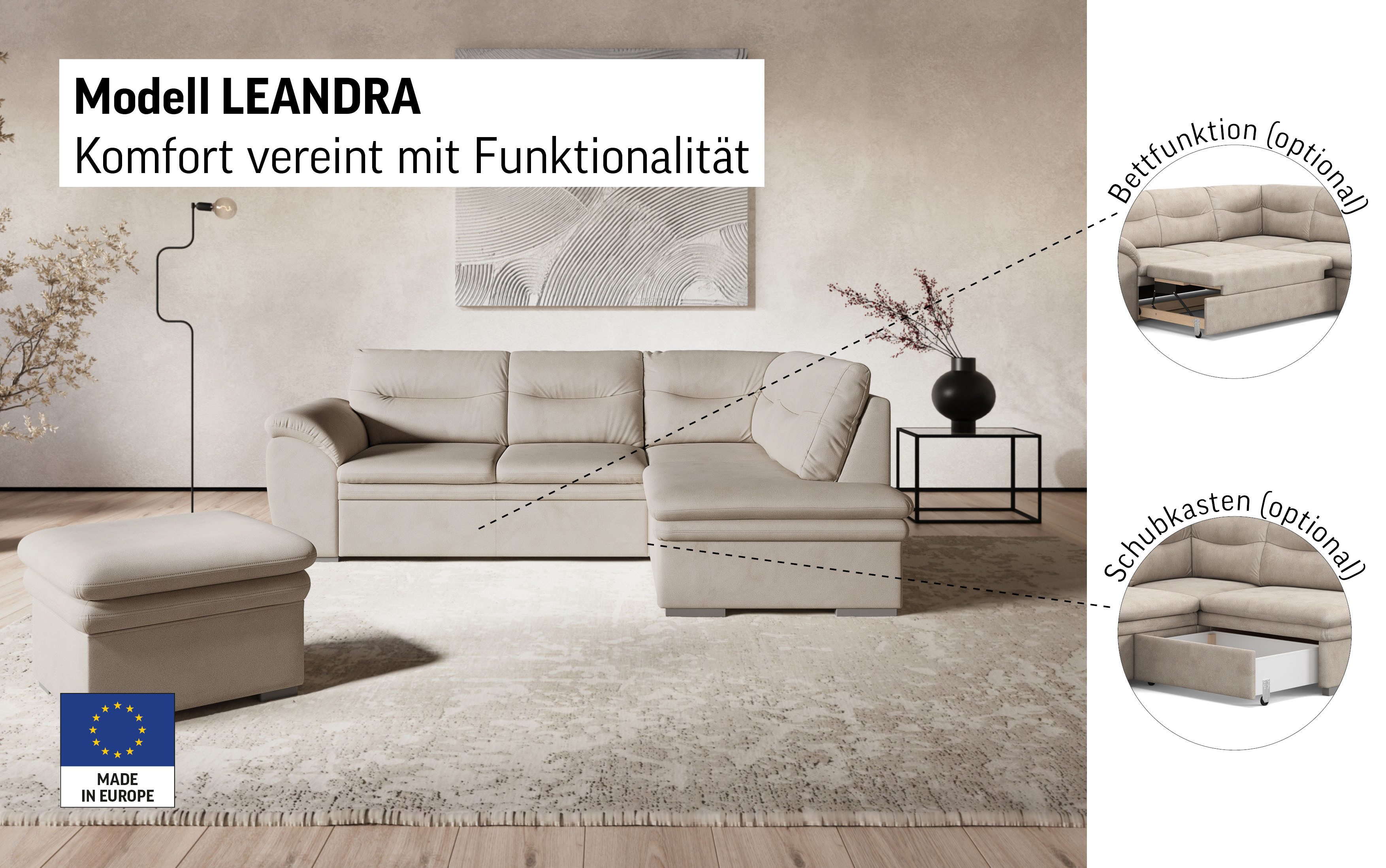 COTTA Ecksofa Leandra L-Form, wahlweise mit günstig online kaufen