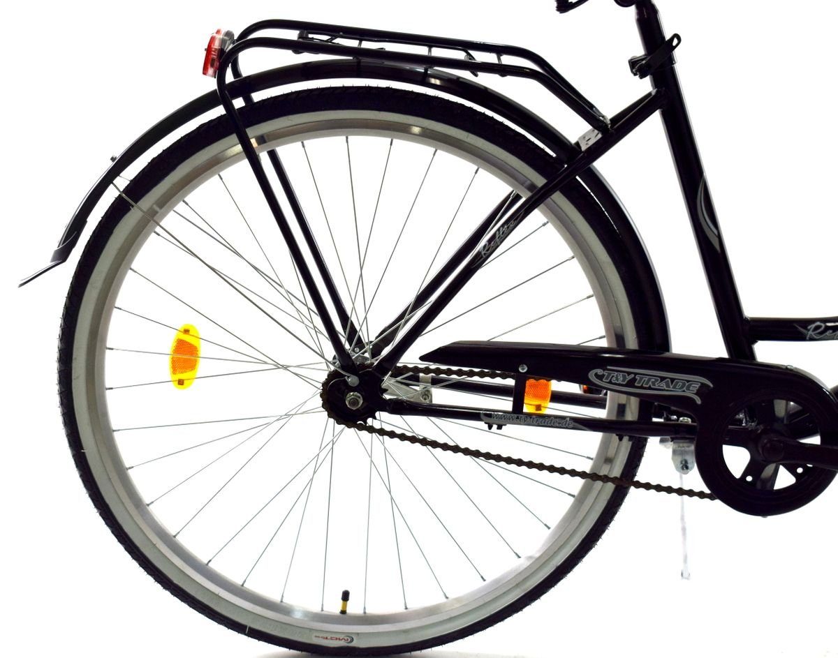 T&Y Trade City Bike 28 inch Children's Girls' City Bicycle Bike Road Traffic Regulations Reflective Black 1 Gear, 1 Speed, Coaster Brake, Luggage Rack, Lights, Kickstand, Basket