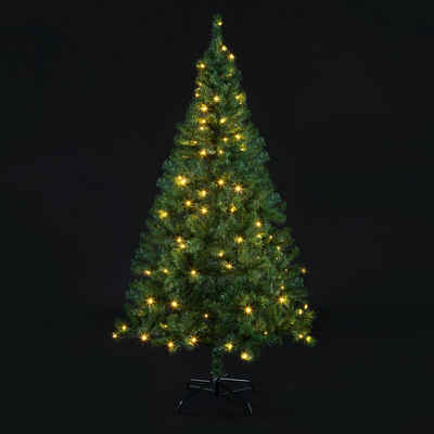 Casaria Künstlicher Weihnachtsbaum, 150cm mit Lichterkette 100 LED warm-weiß inkl. Metallständer 310 Spitzen Weihnachten Christbaum Tannenbaum PVC Grün