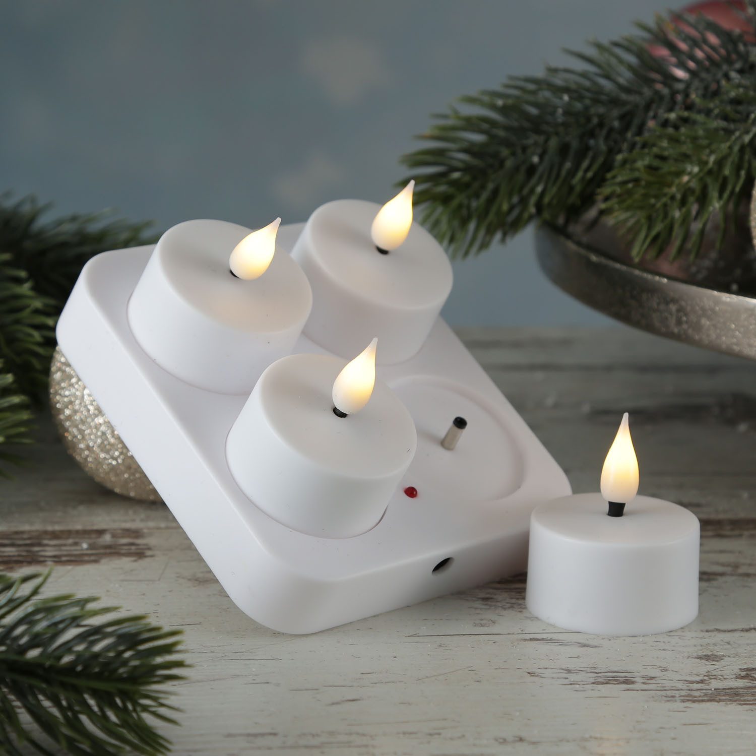 MARELIDA LED-Kerze LED Teelichter mit Ladestation wiederaufladbar D: 4cm fl günstig online kaufen