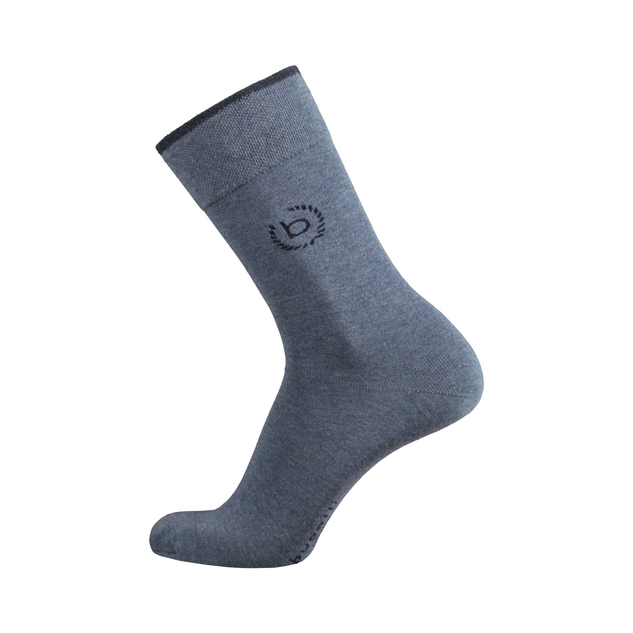 bugatti Basicsocken 6762498942 bugatti Herren 4er Pack Logo + uni basic schwarz, jeans melange