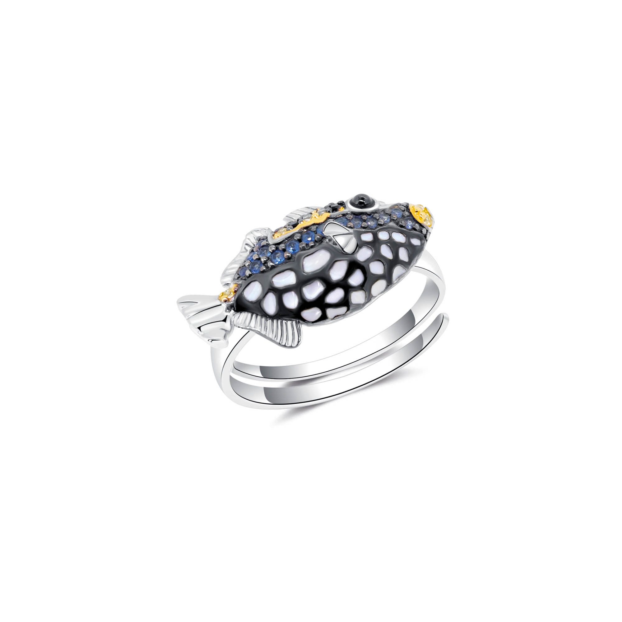 Seinerzeit FLORA & FAUNA Silberring Loki Fisch Ring (1-tlg), Material: 925 Sterling Silber, rhodiniert, geschwärzt, vergoldet