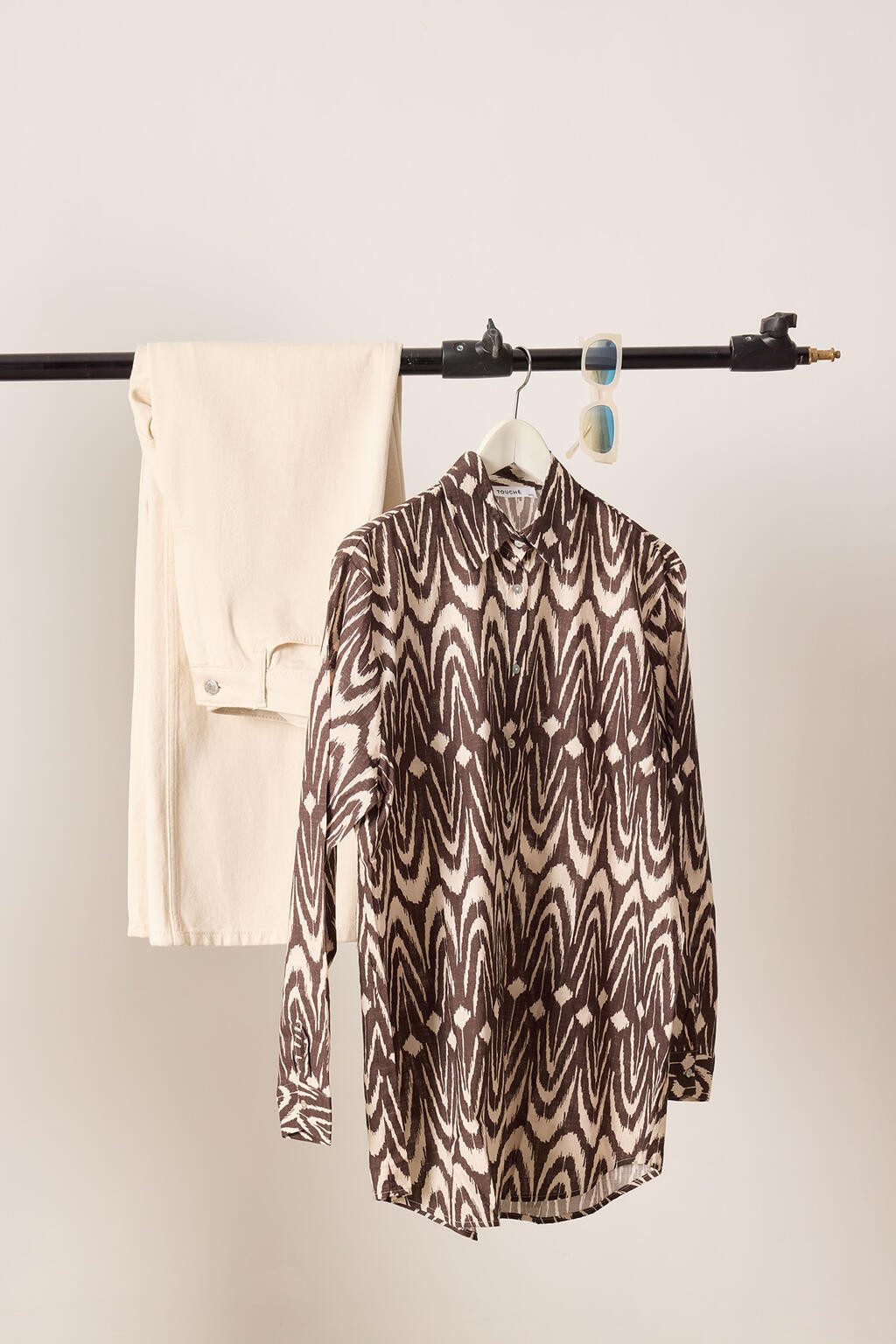 touche prive Hemdbluse 100 % gemustertes Oversize-Hemd aus Baumwolle