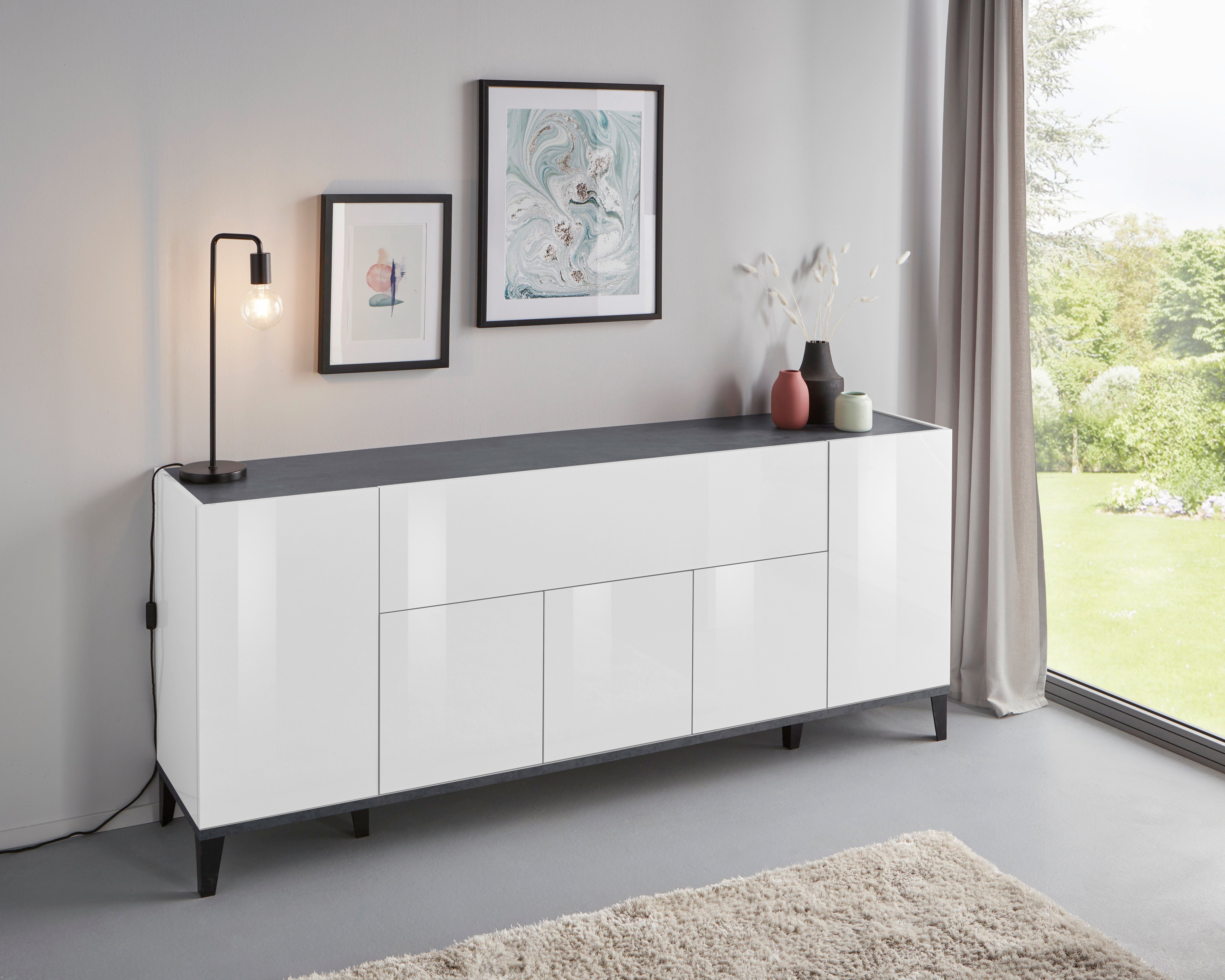 INOSIGN Sideboard Sunrise, Kommode mit 5 Türen und 1 Klapptür, Breite 200 cm