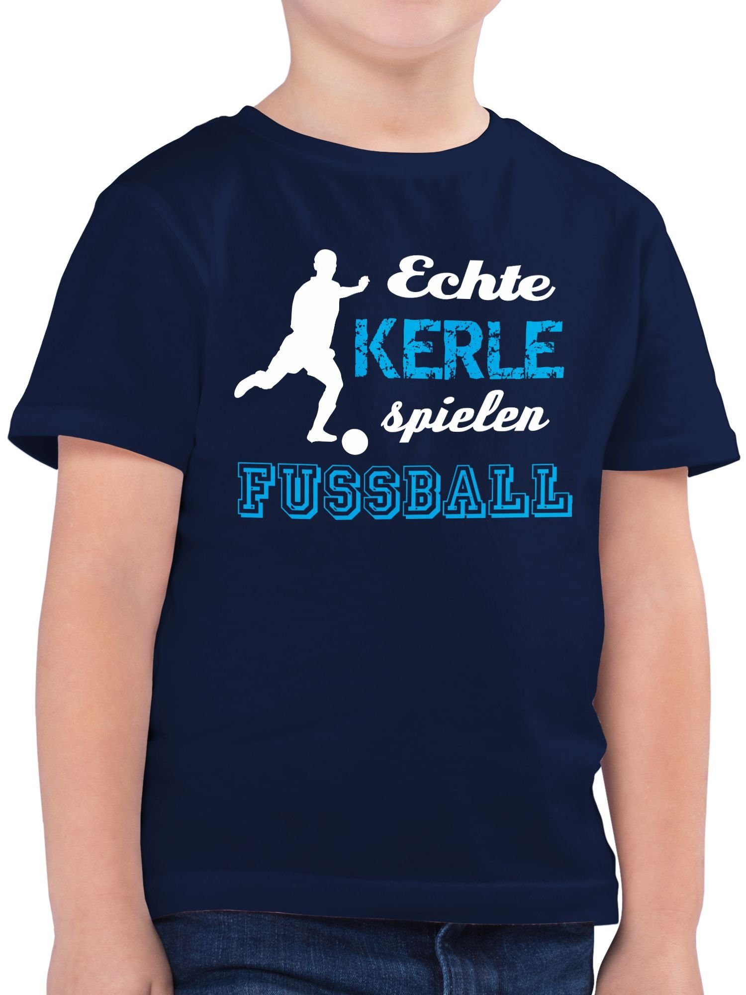 Shirtracer T-Shirt Echte Kerle spielen Fußball Kinder Sport Kleidung 1 Dunkelblau