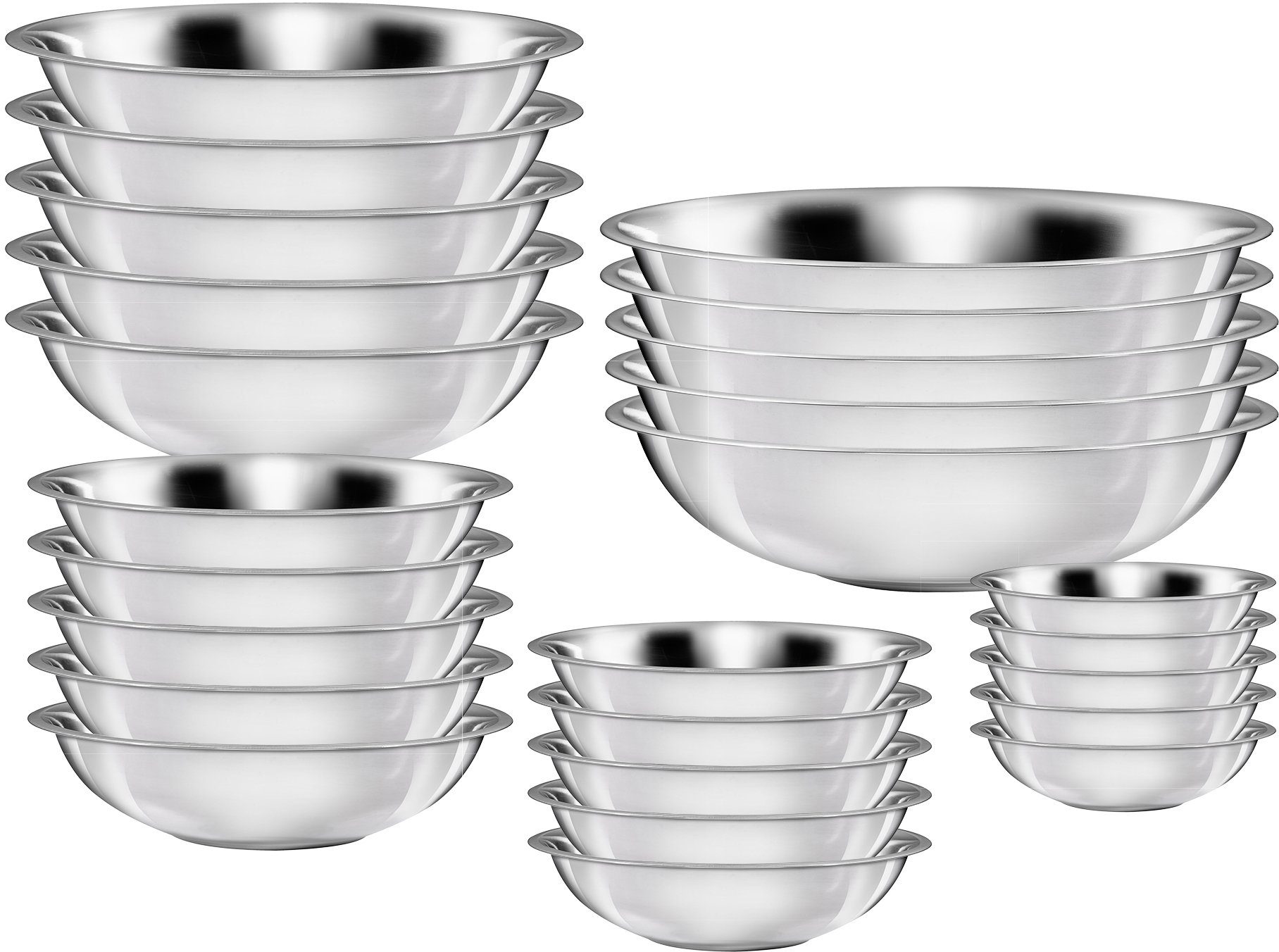 KING Schüssel, Edelstahl, (Set, 50-tlg), ineinander stapelbar, 16/20/22/24/28 cm