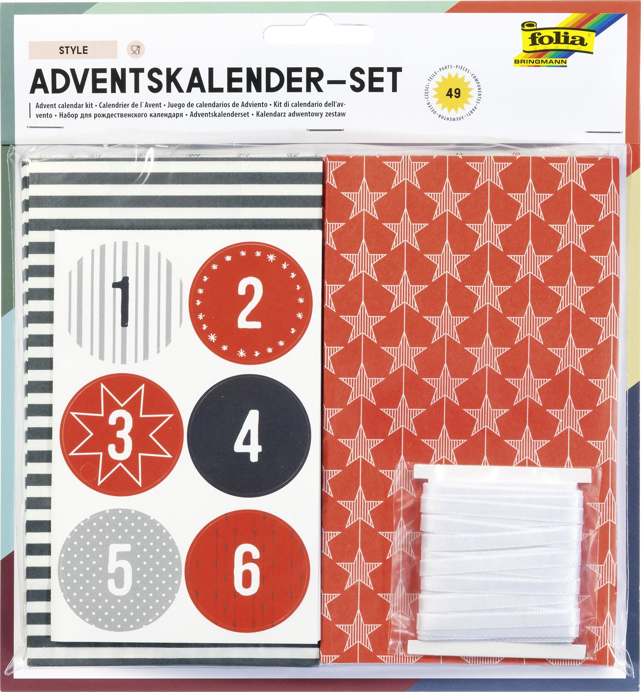Folia Adventskalender Folia Adventskalender-Set STYLE, aus 24 lebensmittel echten Tüten, ...
