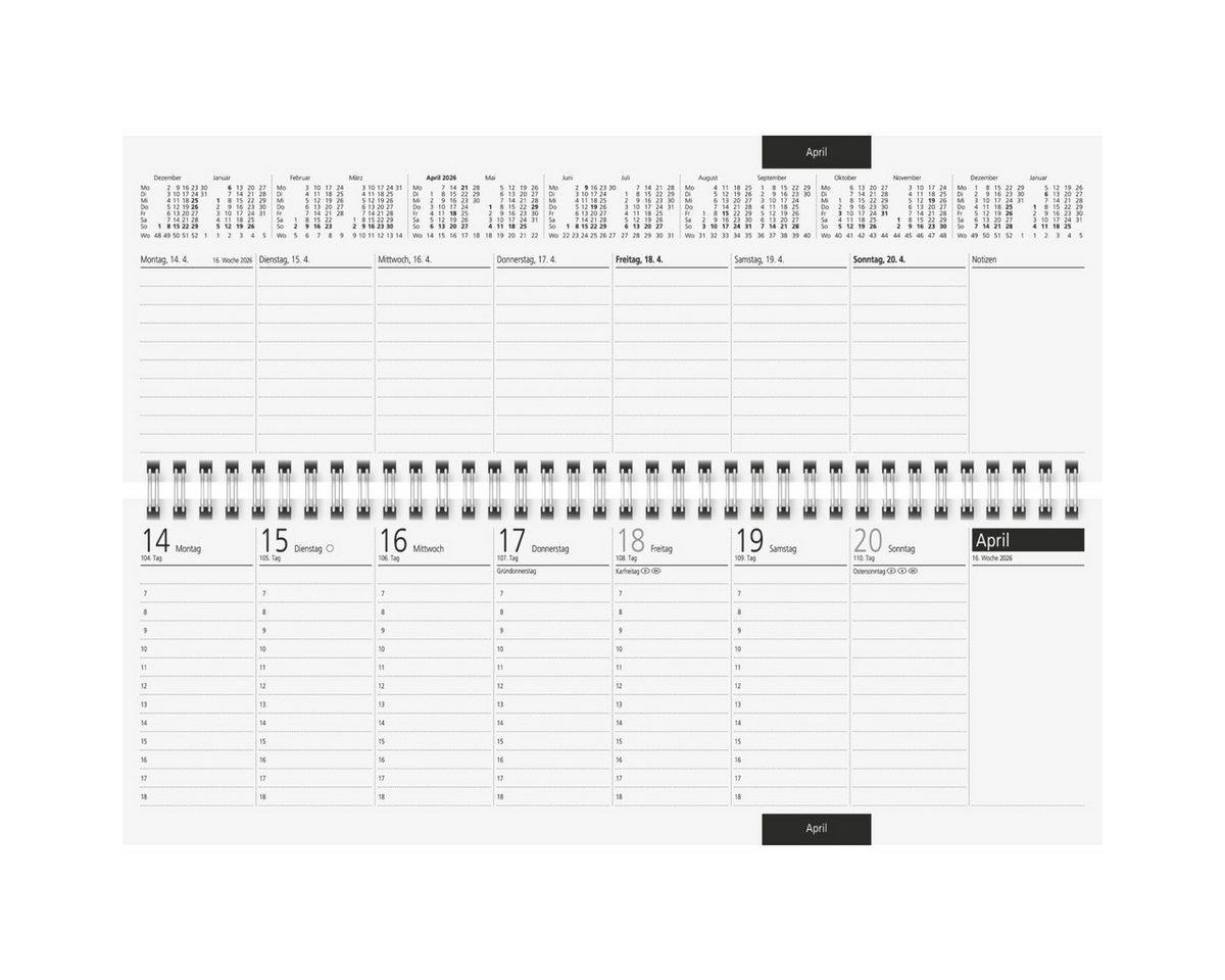 Thumbnail - rido ide Schreibtischkalender Schreibtischquerkalender Sequenz 29,7x10,5cm 1 Woche/2 Seiten Karton .