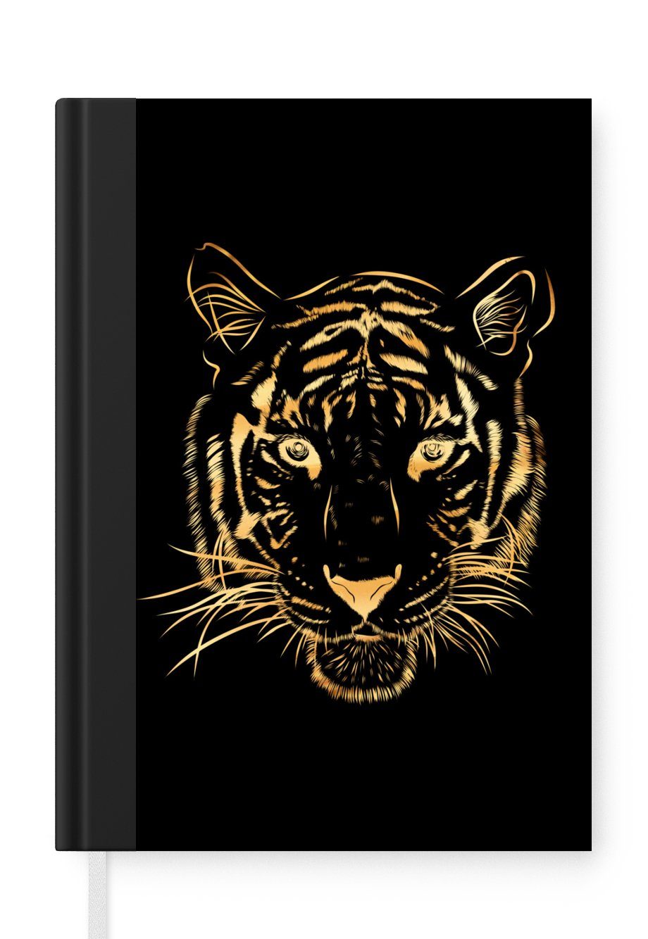 MuchoWow Notizbuch Tiger - Gold - Figur, Journal, Merkzettel, Tagebuch, Notizheft, A5, 98 Seiten, Haushaltsbuch