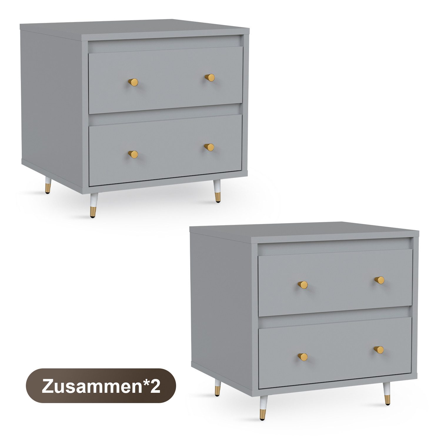 Lexzurn Nachttisch Nachttisch(1-St/2-St), Beistelltisch mit 2 Schubladen (M günstig online kaufen