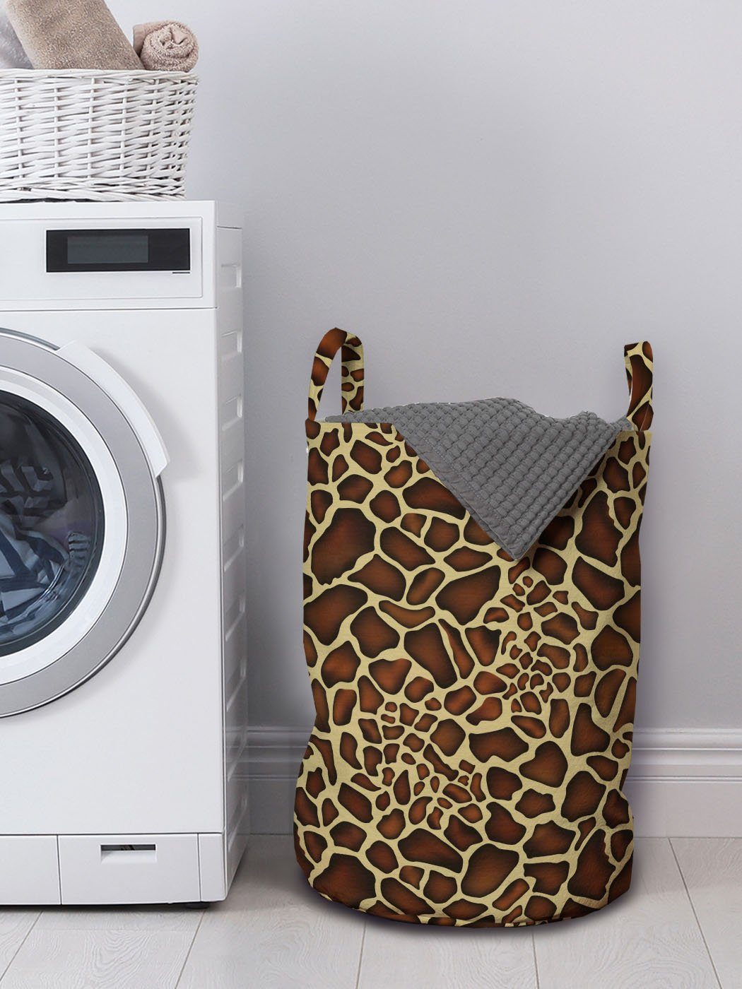 Wäschekorb Griffen für Giraffe Haut-Muster Abakuhaus Wäschesäckchen Kordelzugverschluss Sambia Waschsalons, mit