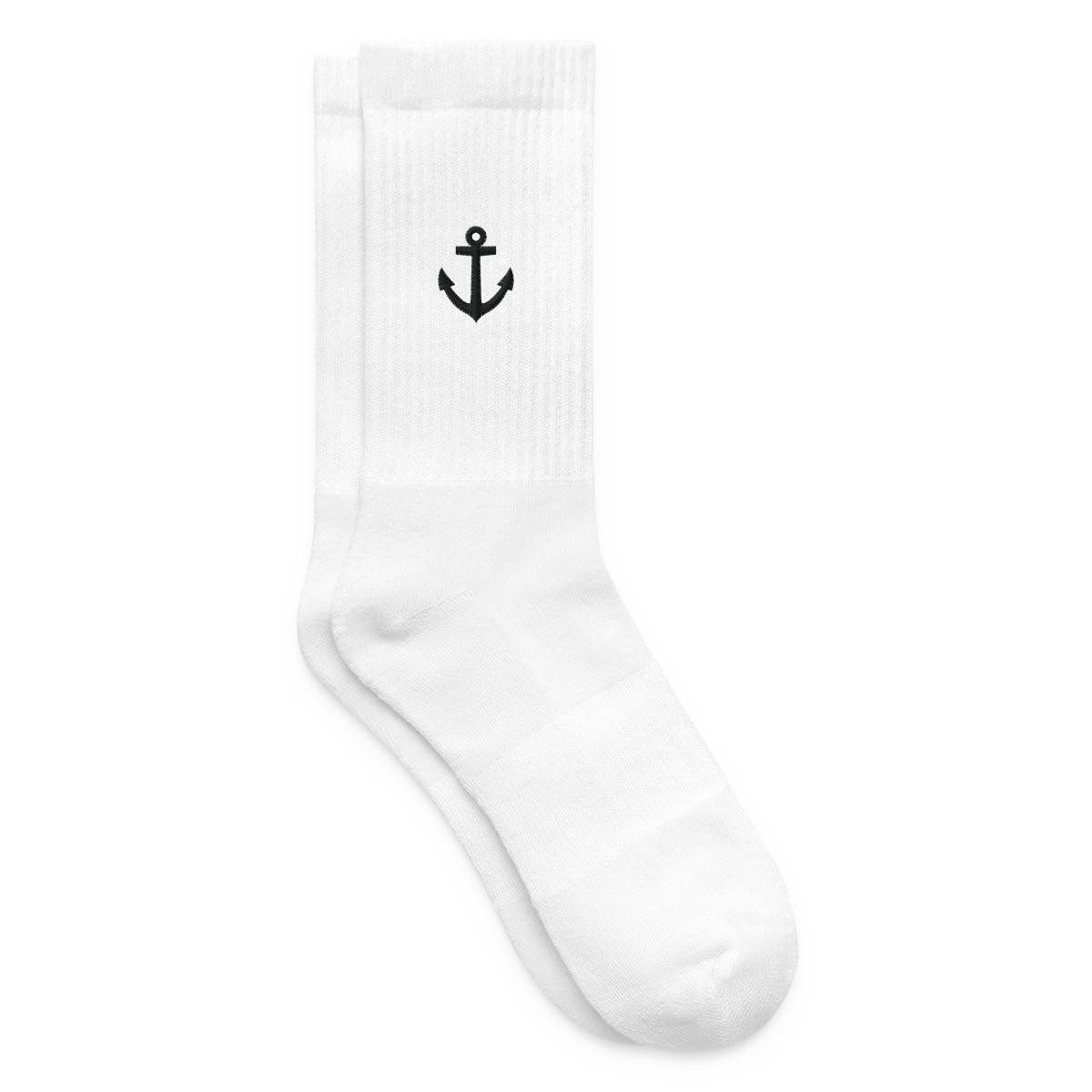Spreadshirt Socken Anker bestickt Maritimes Meer Stickmotiv Tennissocken (1-Paar)