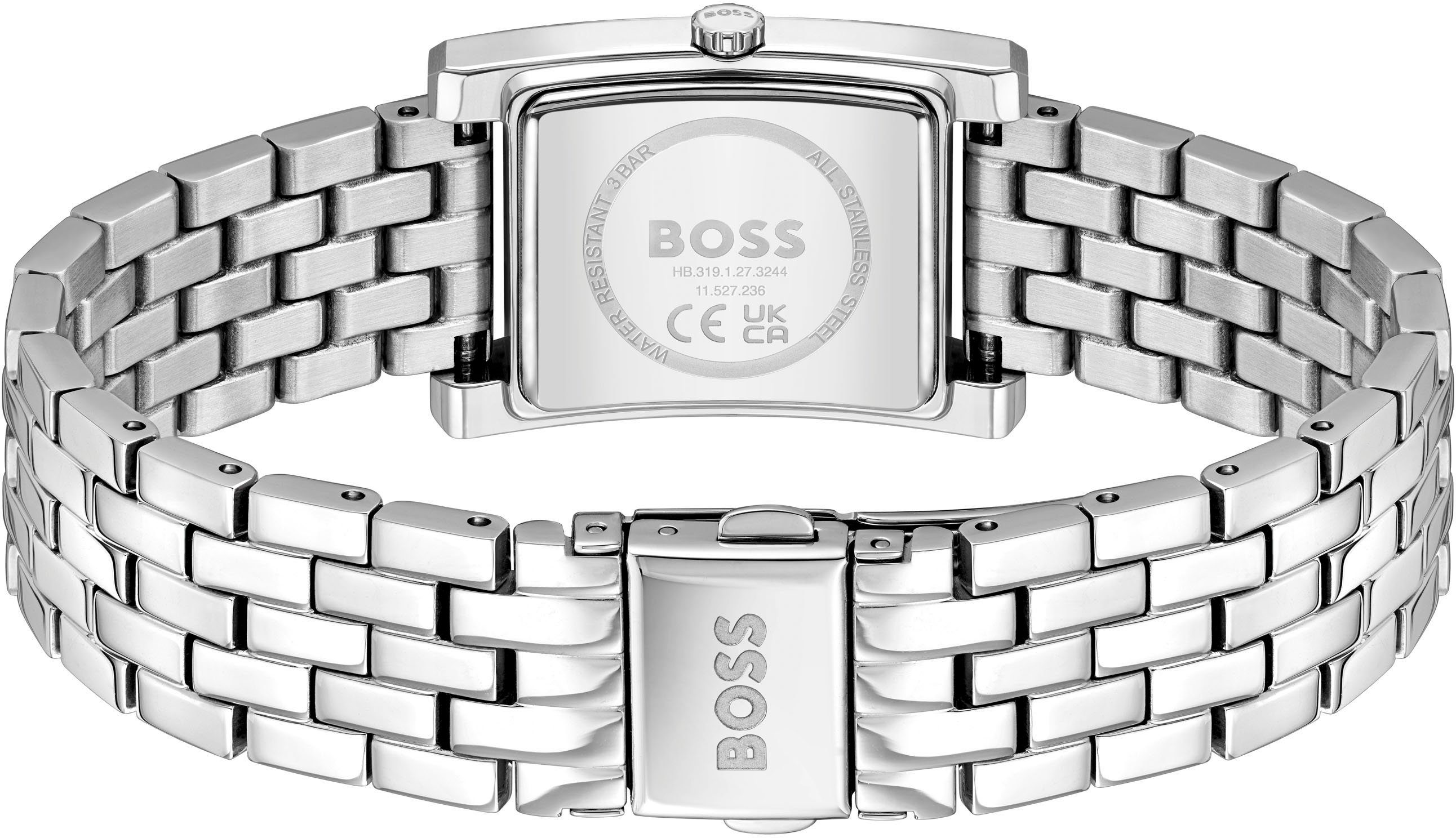 BOSS Quarzuhr LUCY 1502743, Armbanduhr, Damenuhr, Edelstahlarmband, analog