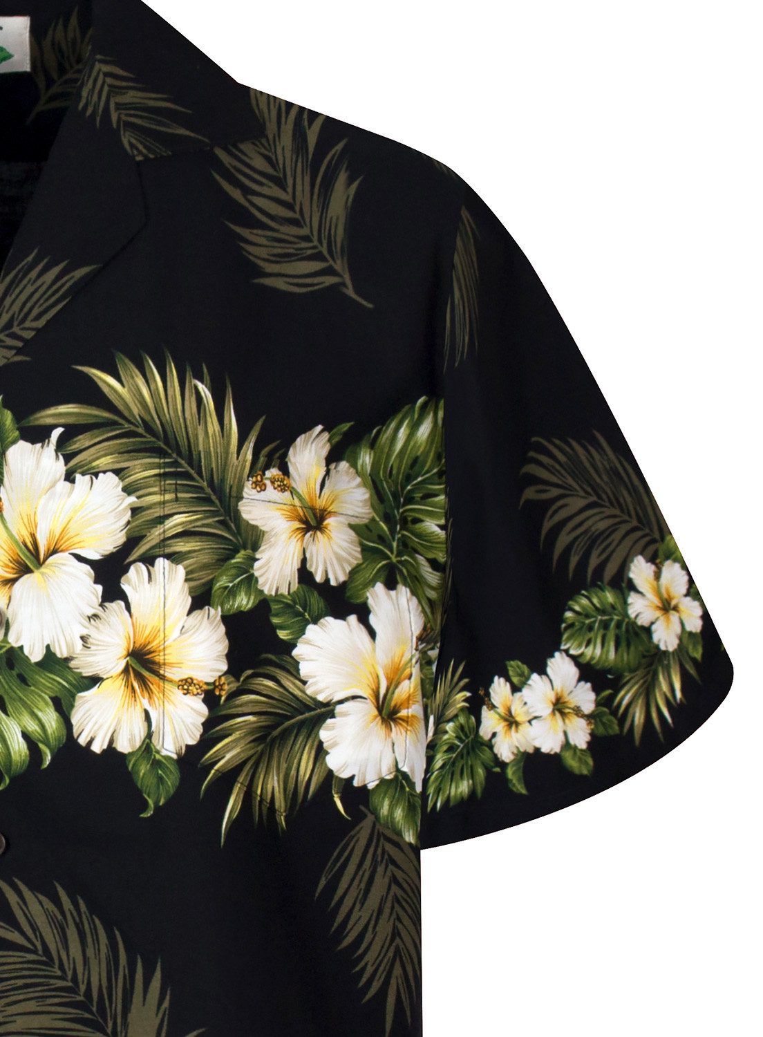 KY's Hawaiihemd "Hibiscus" Herren Kurzarm Baumwolle Kokosknöpfe Original Hawaii