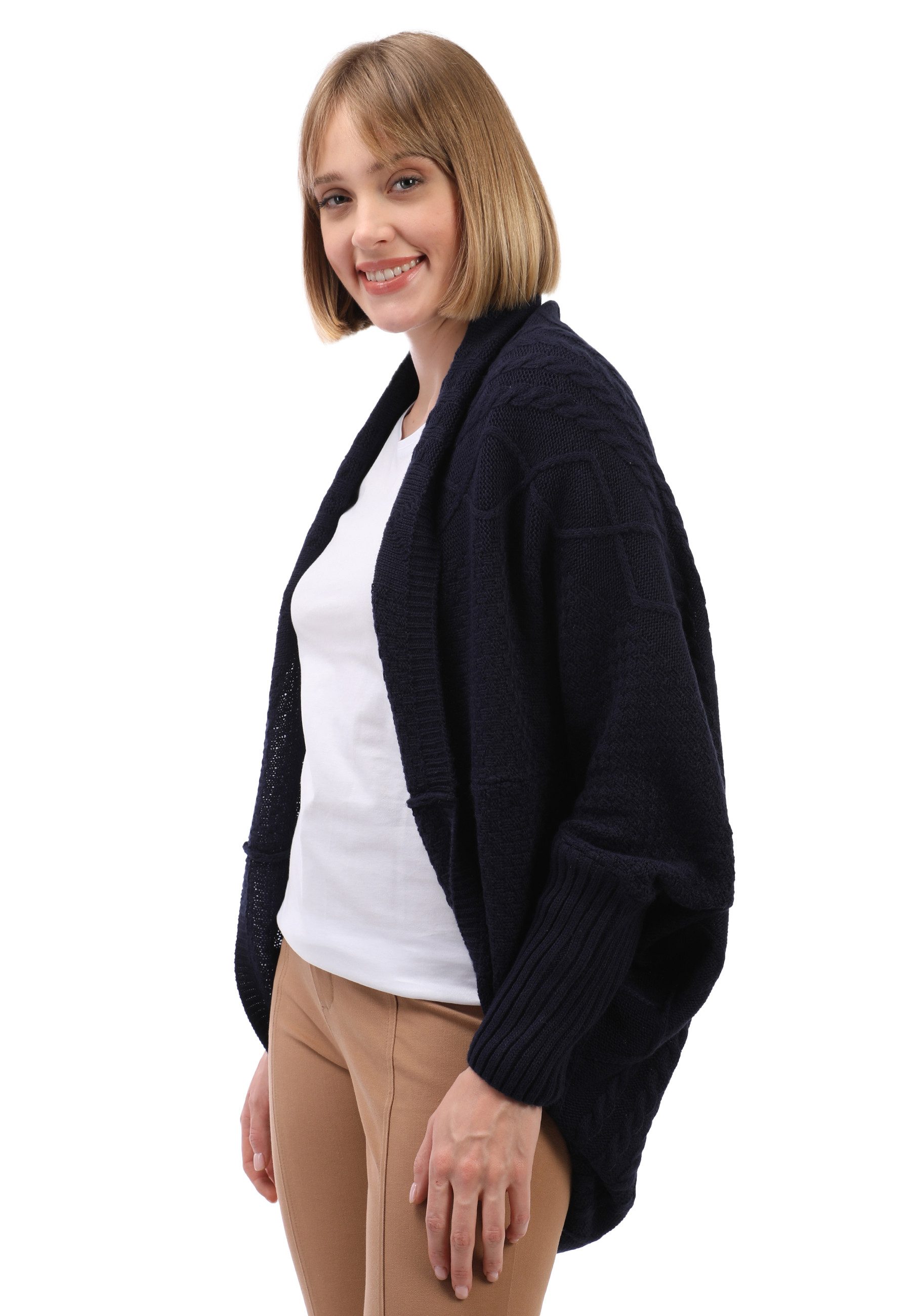 Felix Hardy Strickjacke Langärmelige Strickjacke aus Wollmischung mit Fledermausärmeln