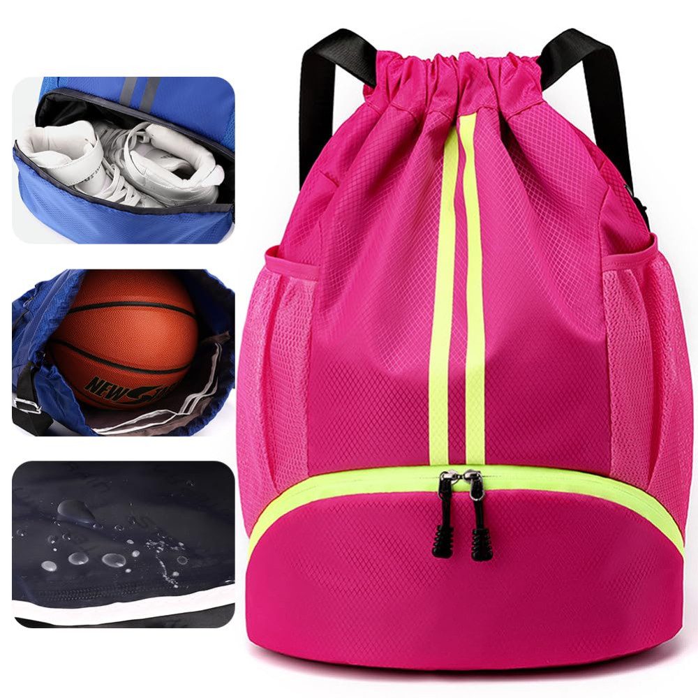 Blusmart Turnbeutel Tragbarer Basketball-Rucksack mit Kordelzug (Turnbeutel Wasserdicht für Damen und Herren, Separater nasser und trockener), Für Reisen, Fitnessstudio, Schwimmen