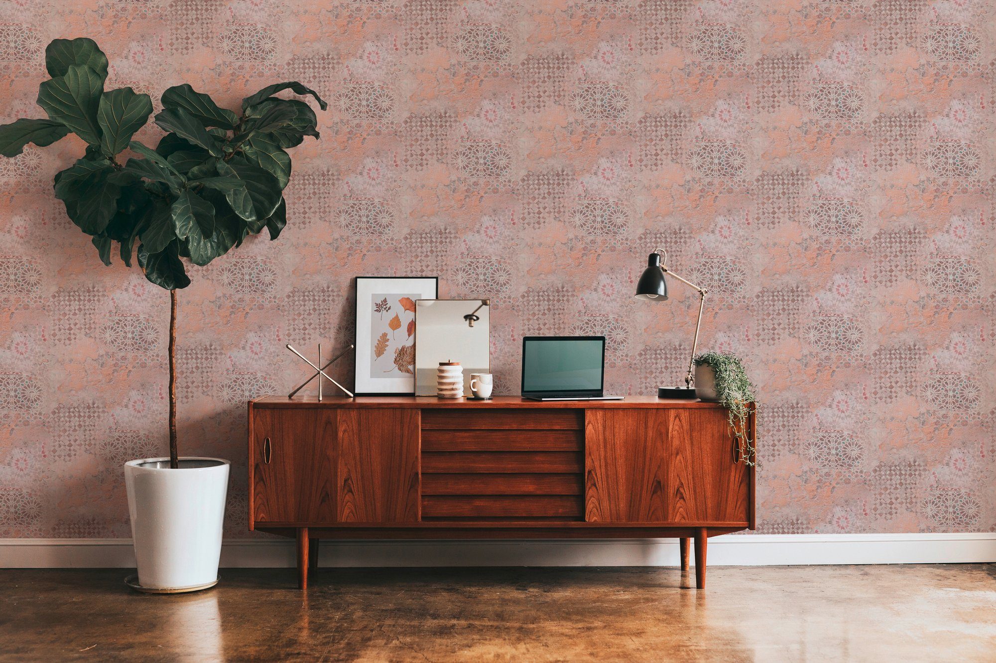 Bricoflor Vintage Tapete Orientalisch Mosaik Vliestapete Spanisch Creme Wei günstig online kaufen