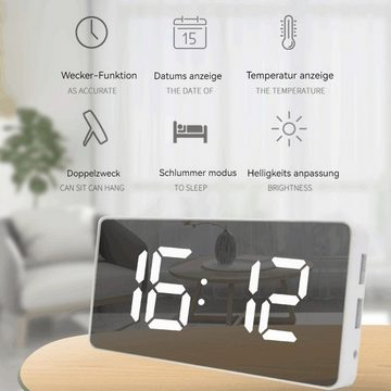 AUKUU Wecker Dualer Dualer USB Ausgang Handy Aufladung Snooze Spiegeluhr kreativer multifunktionaler LED Wecker