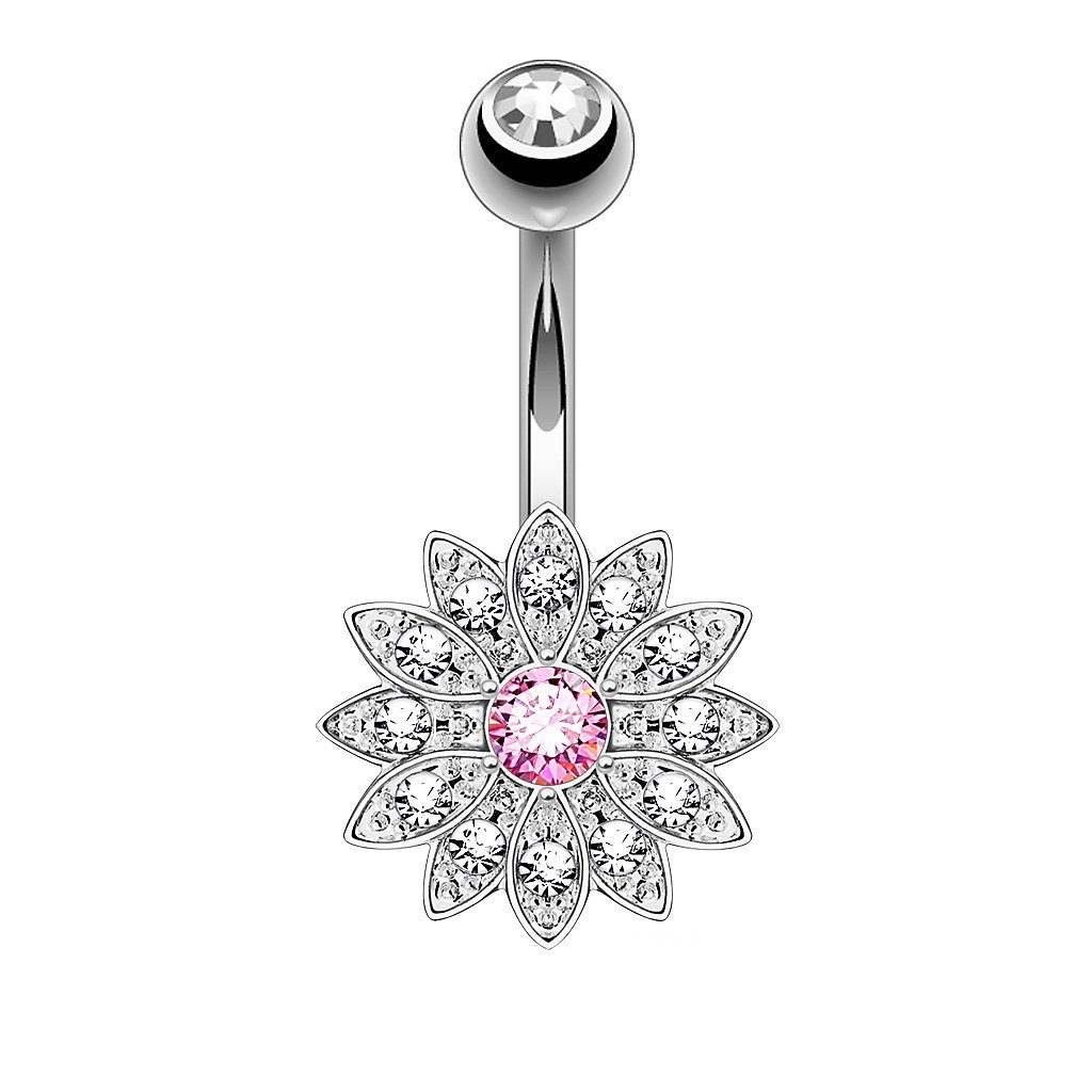 Taffstyle Bauchnabelpiercing Piercing Chirurgenstahl Kristall Blume, günstig online kaufen